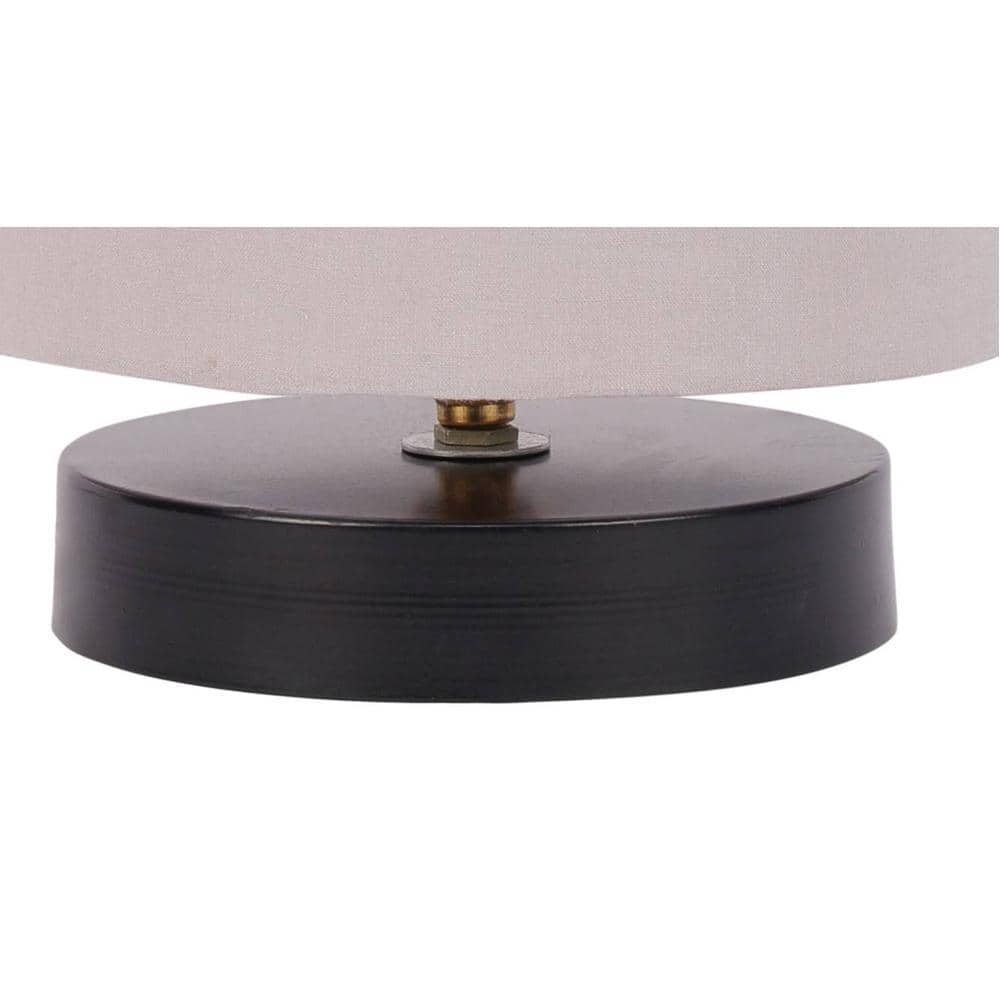 Atley Grey Fabric Shade Table Lamp with Black Iron Base