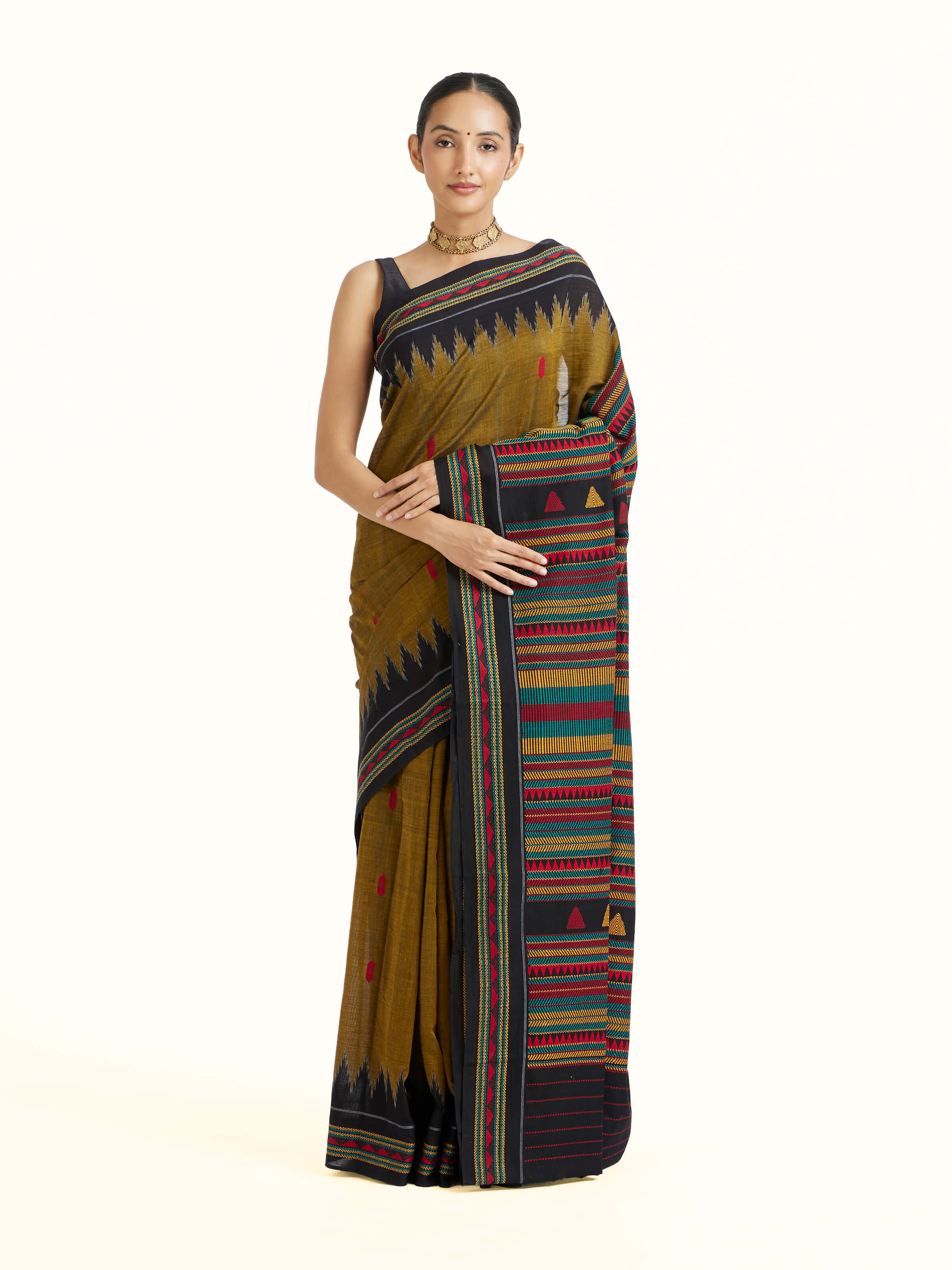 Yellow Cotton Dongaria Saree