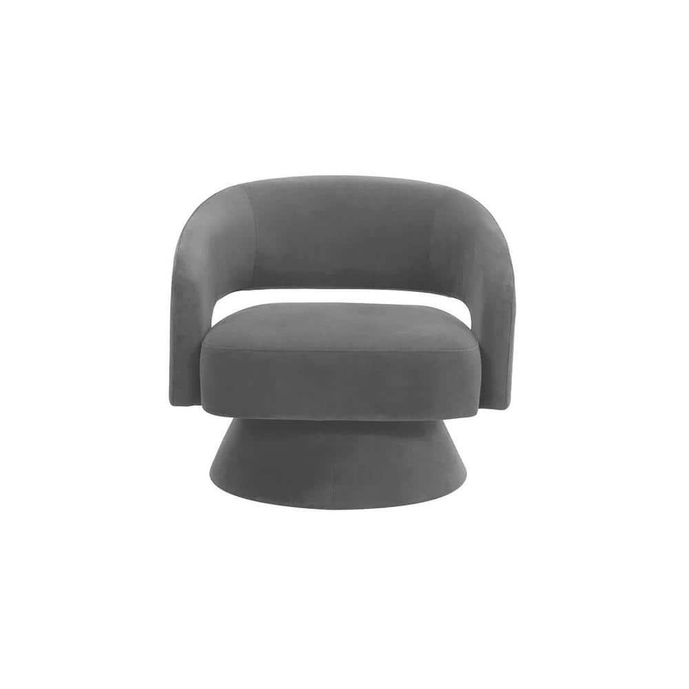 Aracell Swivel Solid Wood Round Chair in Grey Colour