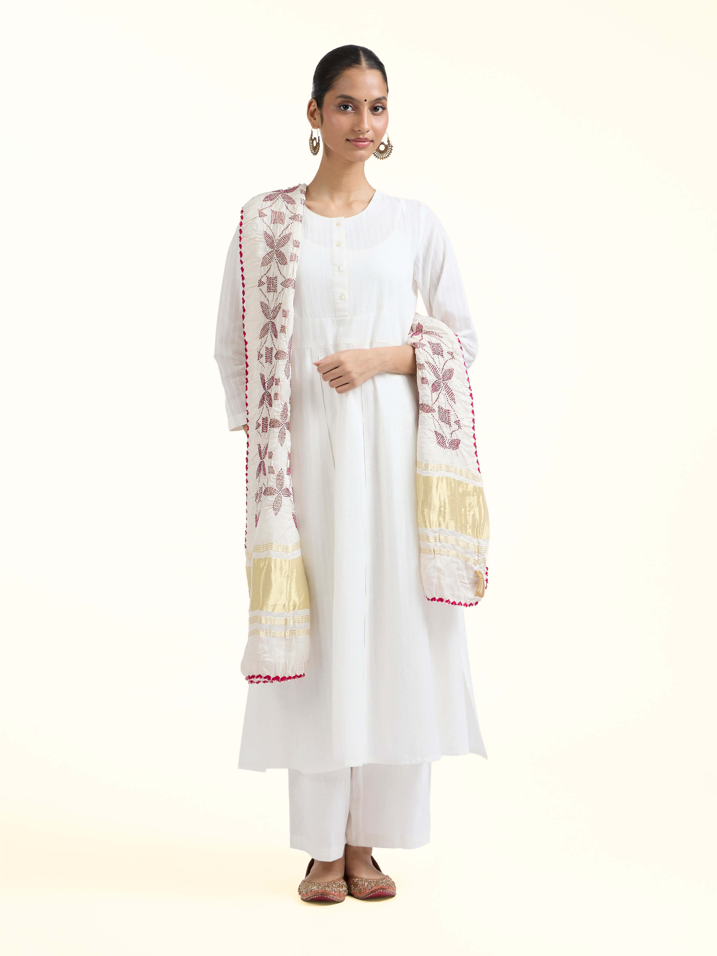 Off-white Bandhani Tie & Dye Dupatta