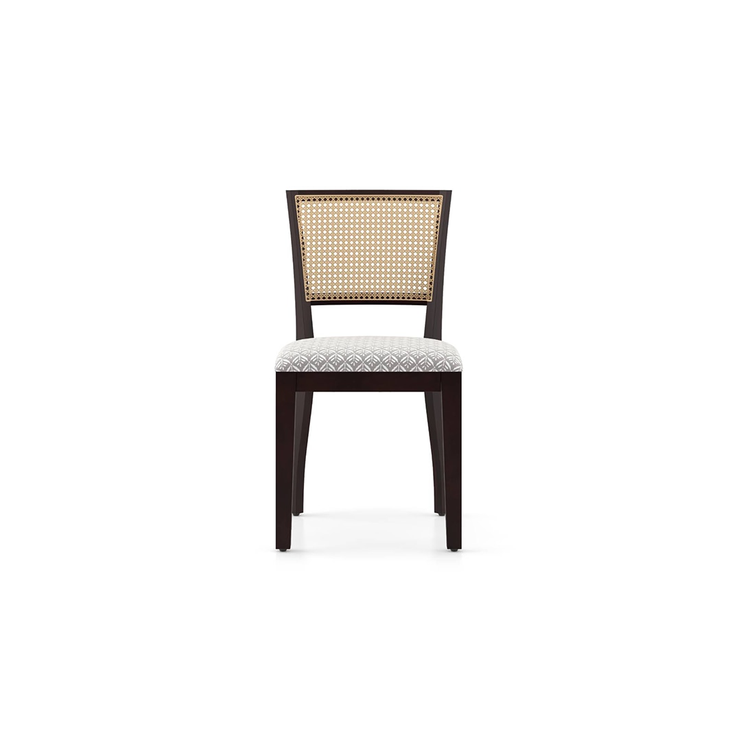 Argiro Solid Wood Dining Chair Set Of 2 In Mahogany Finish With Grey Fabric Colour