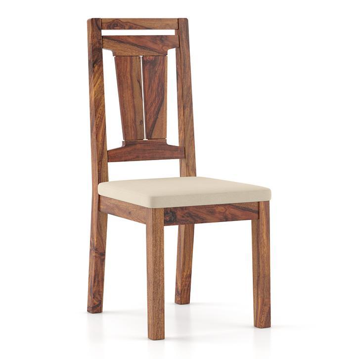 Fidora 4 Seater Dining Table With Set Of 4 Martha Dining Chairs (Colour- Wheat Brown, Finish- Teak)