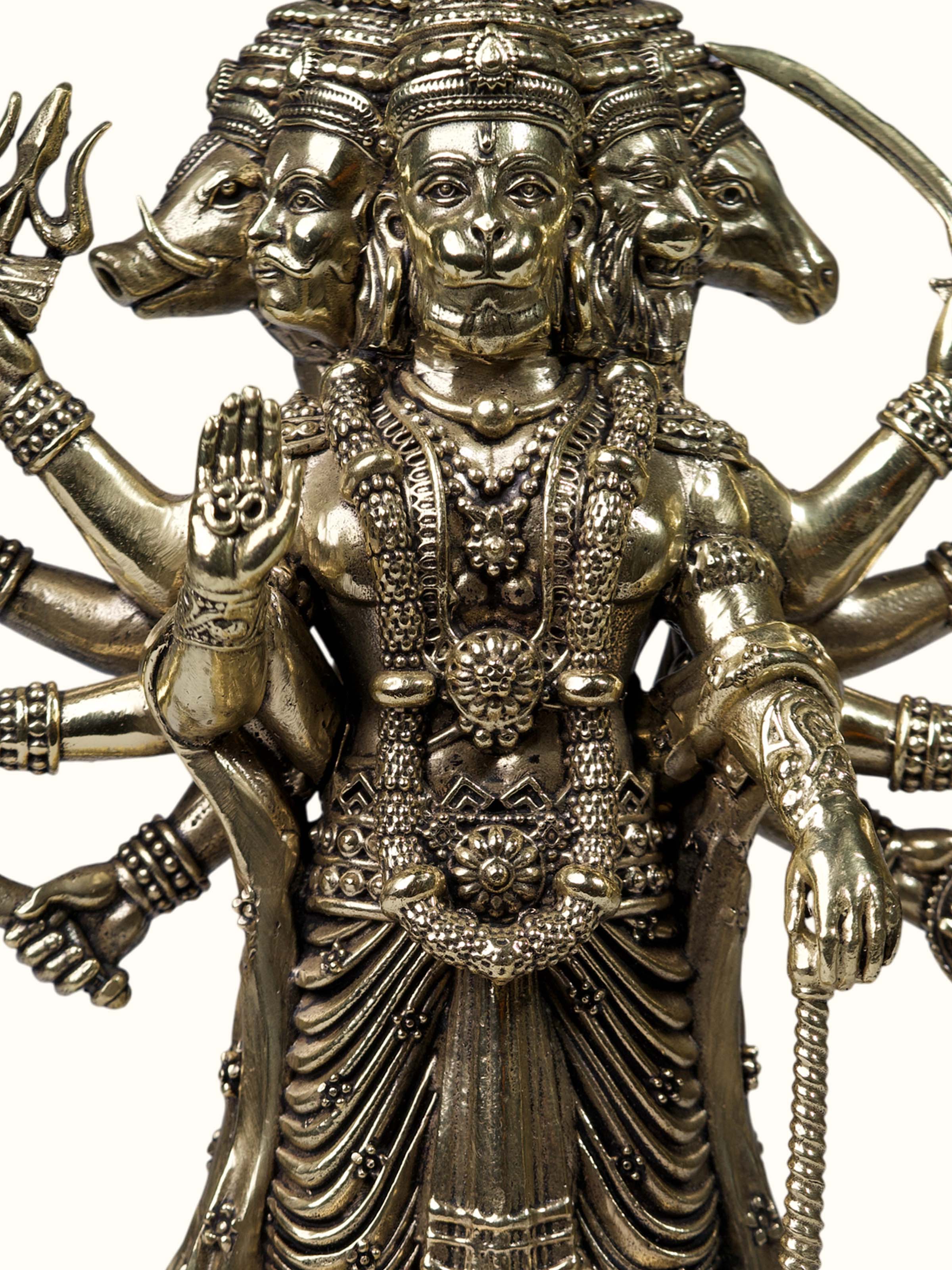 Brass Panchmukhi Hanuman Standing Idol