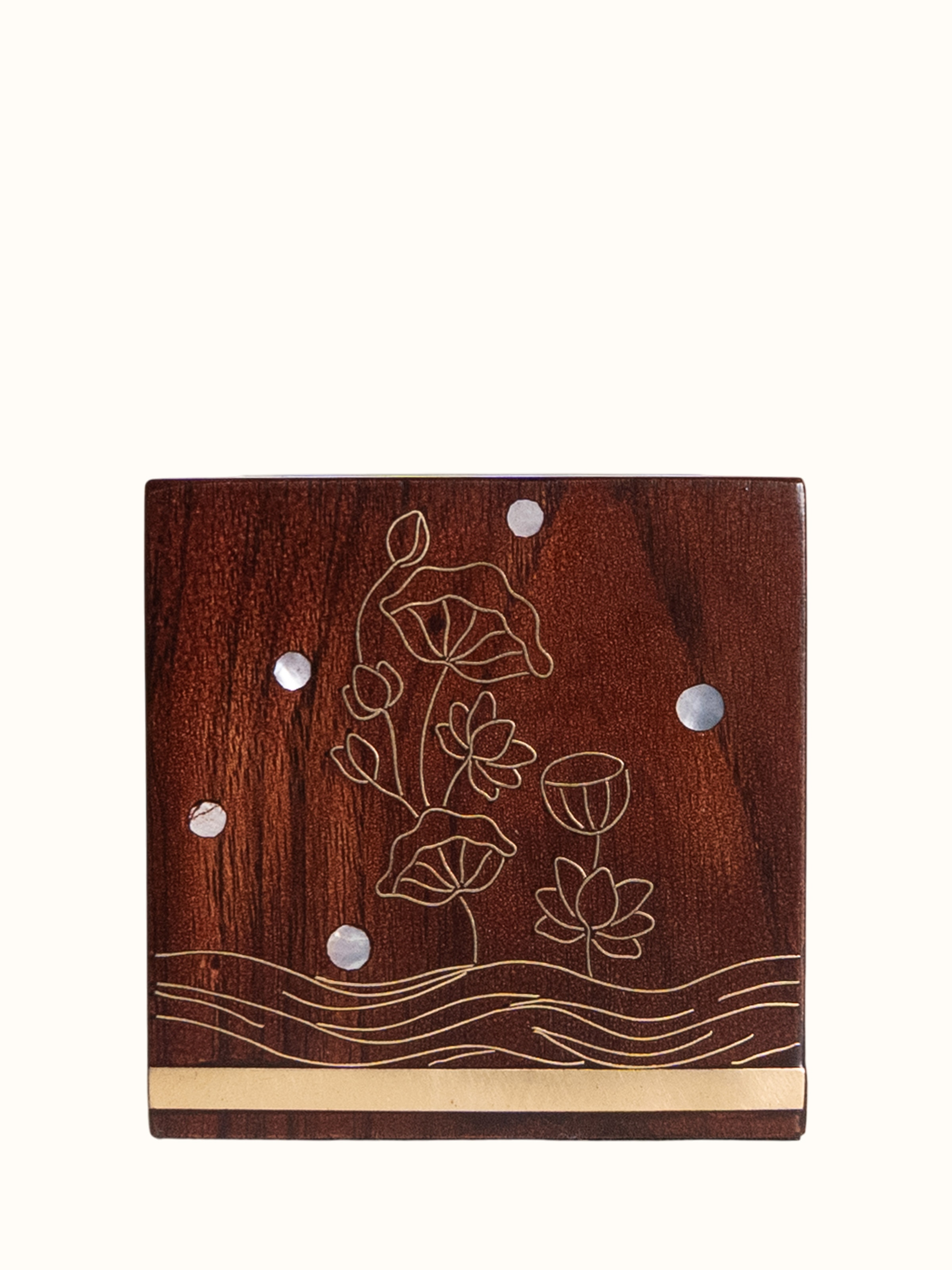 Kamal Tarkashi Teak Wood Dry Flower Pot