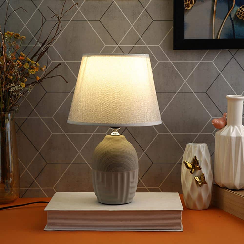 Ceramic Table Lamp Grey Timeless Elegant Design