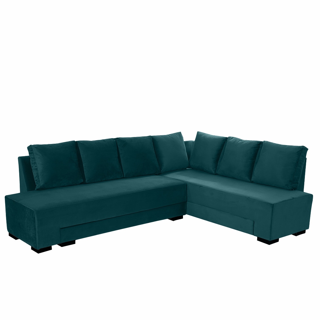 Melo 3 Seater Right Sectional Velvet Sofa Cum Bed in Teal Blue colour