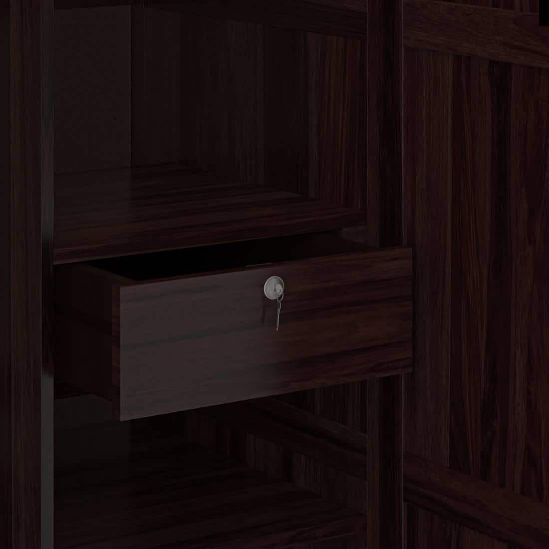 Magellan Solid Wood 2 Door Wardrobe in Mahogany Finish