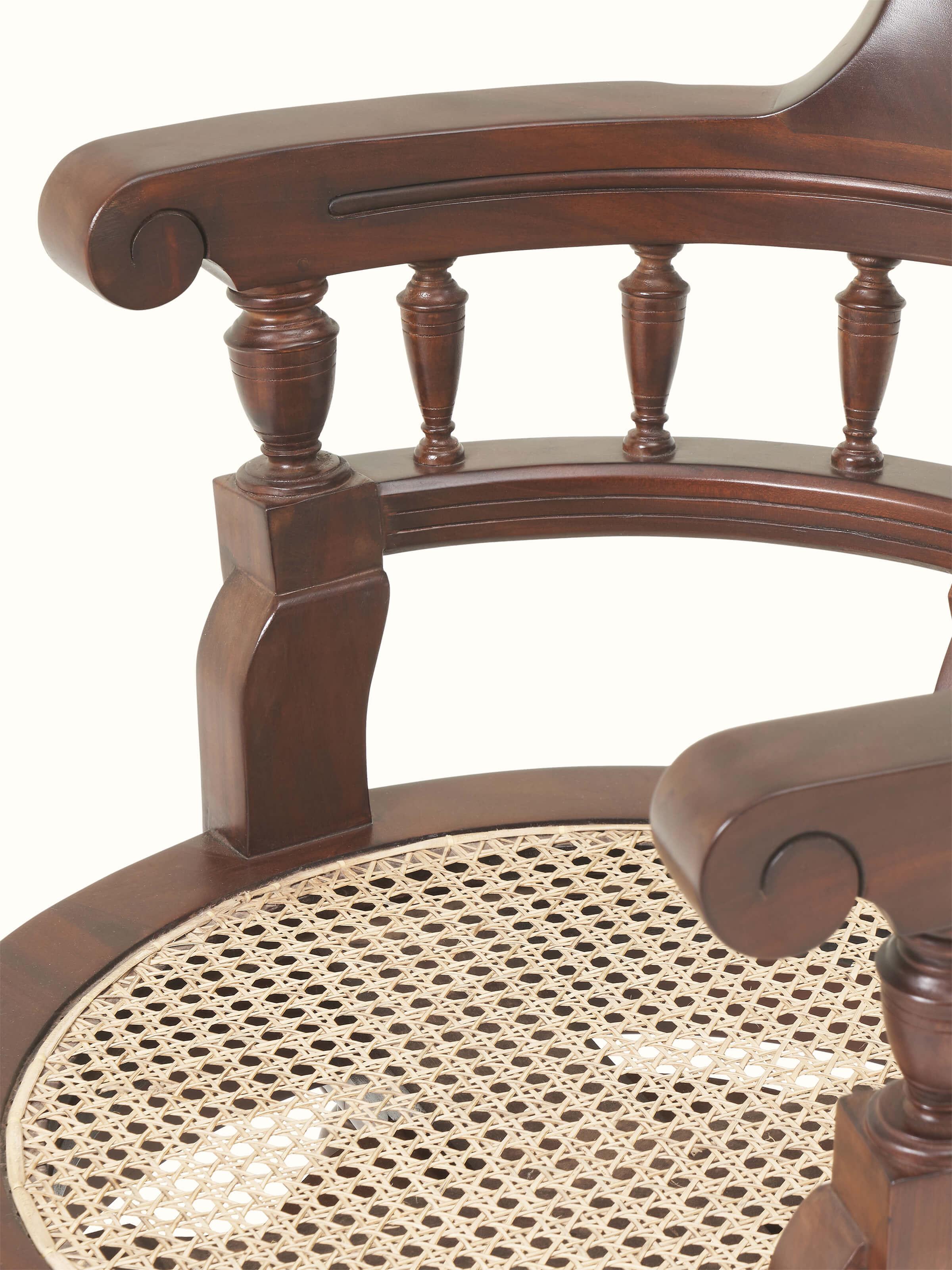 Mahagony Wood & Cane Study Chair