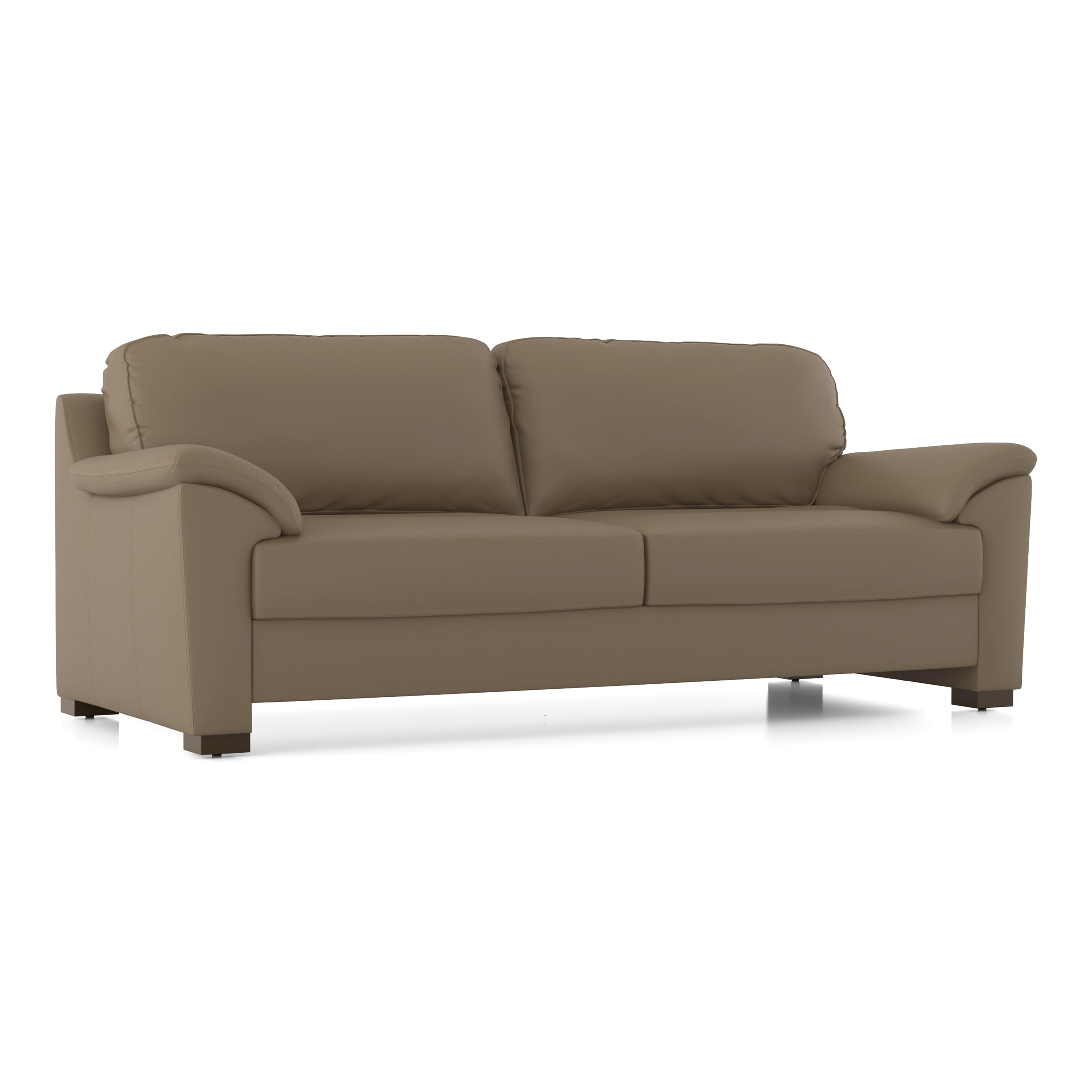 Farina 3 Seater Half Leather Sofa In Dark Truffle Italian Leather