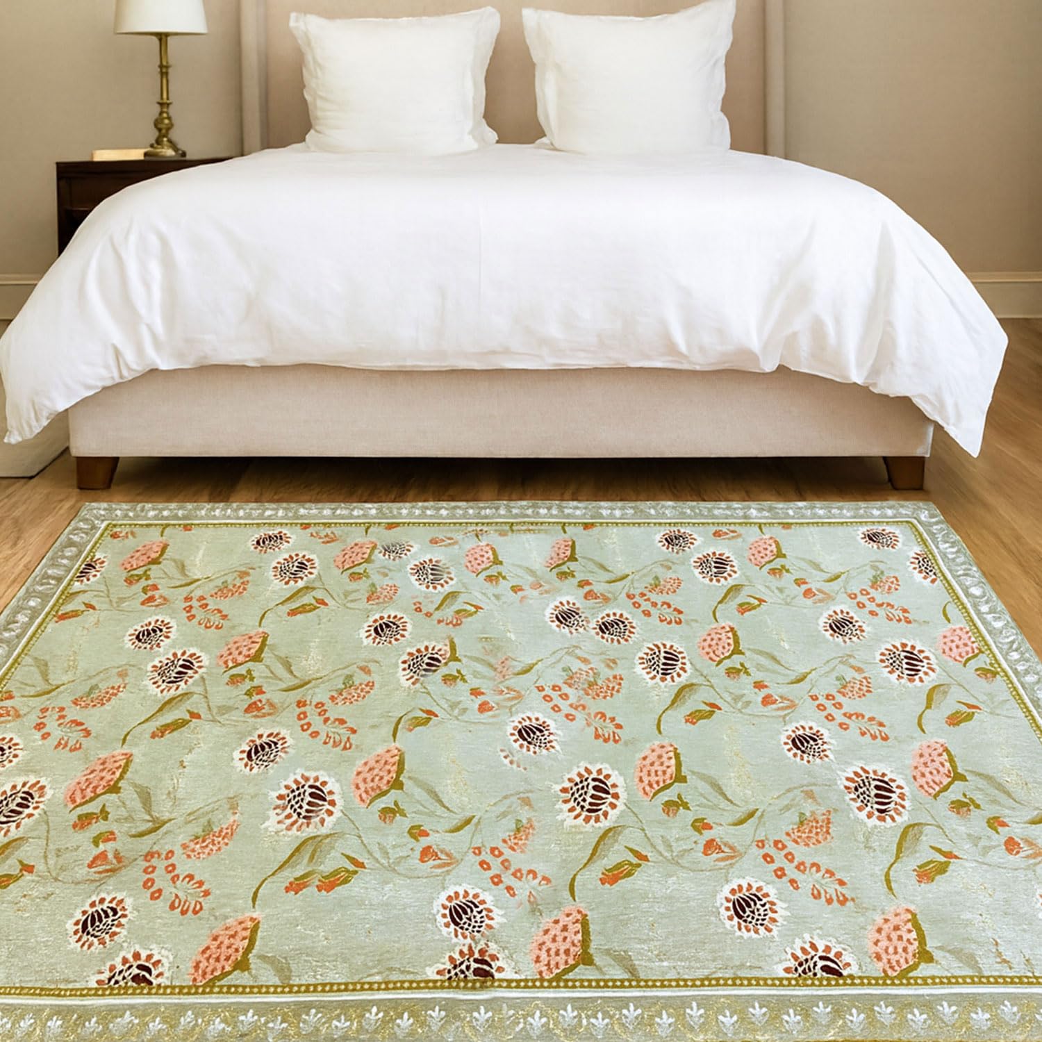 Luxe Home Polyester Floral Mist Carpet – (3x5 Feet, Multicolor, TPR)