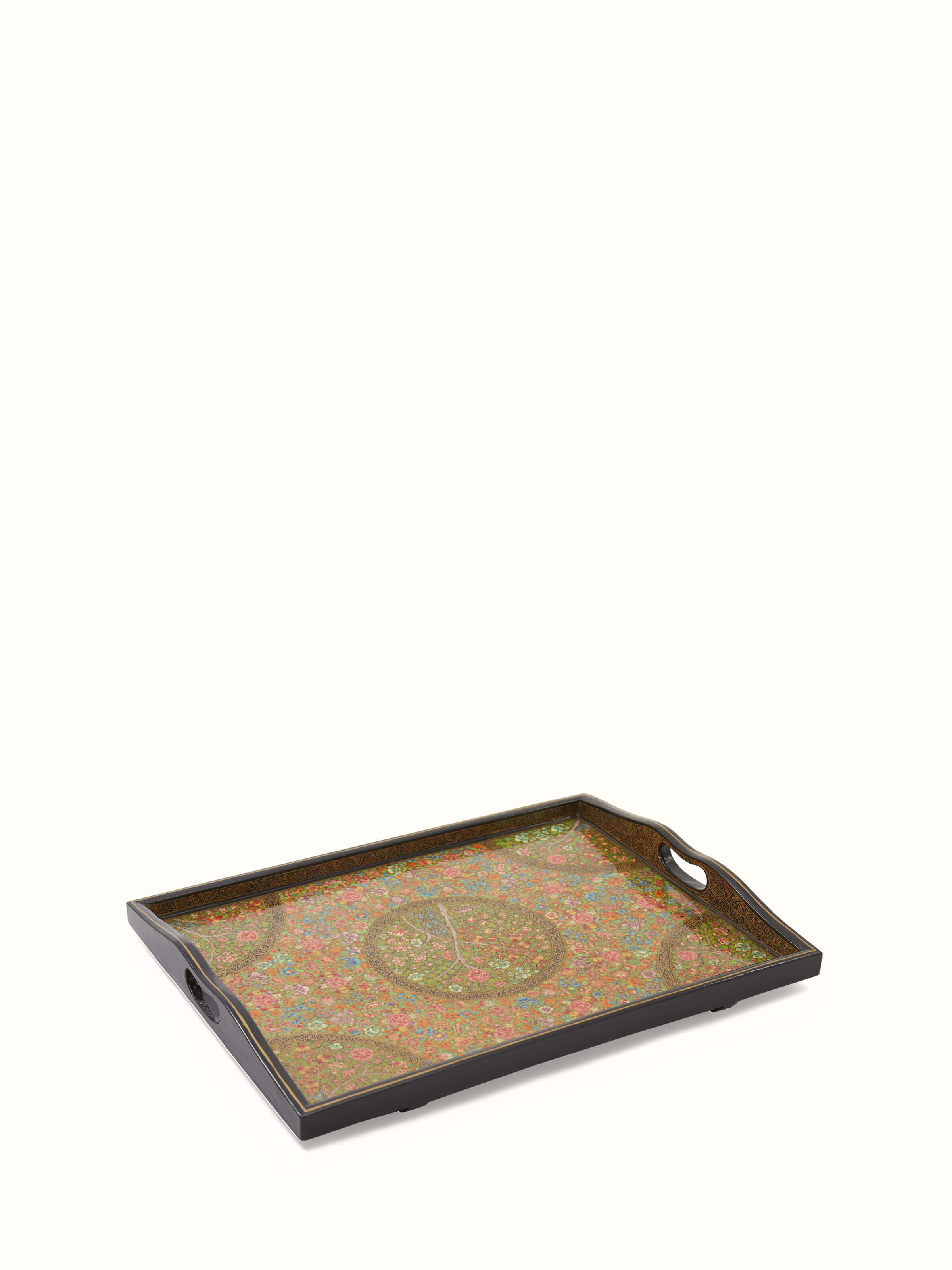 Another angle of Papier Mache Paper Pulp Decor Trays set of 3 highlighting the craftsmanship