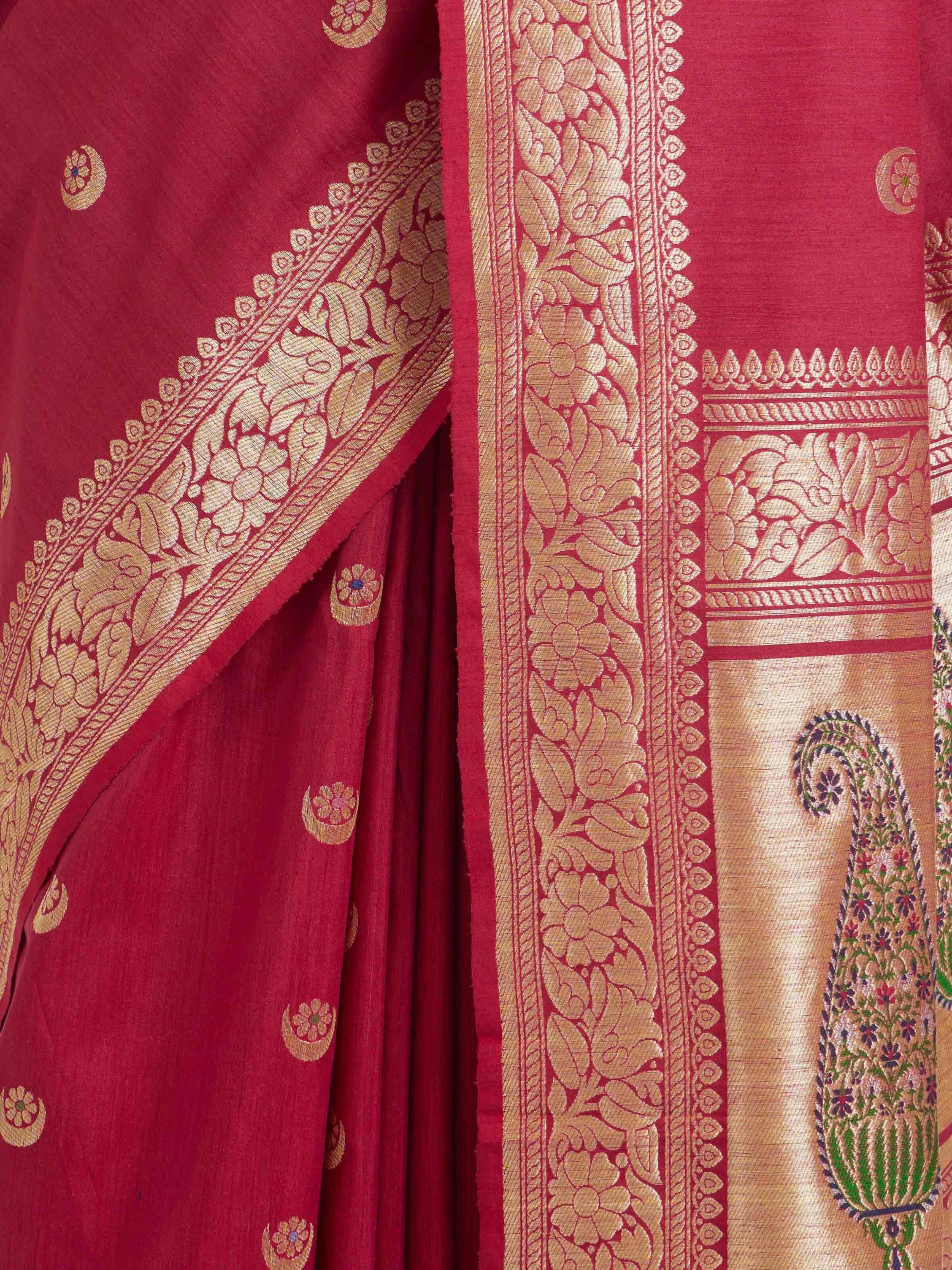 Pink Ashavali Brocade Silk Saree