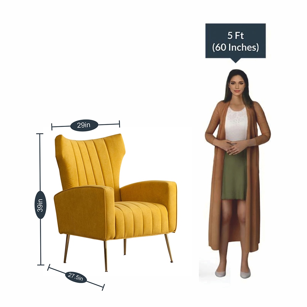 Murrow Fabric Accent Chair in Yellow Colour