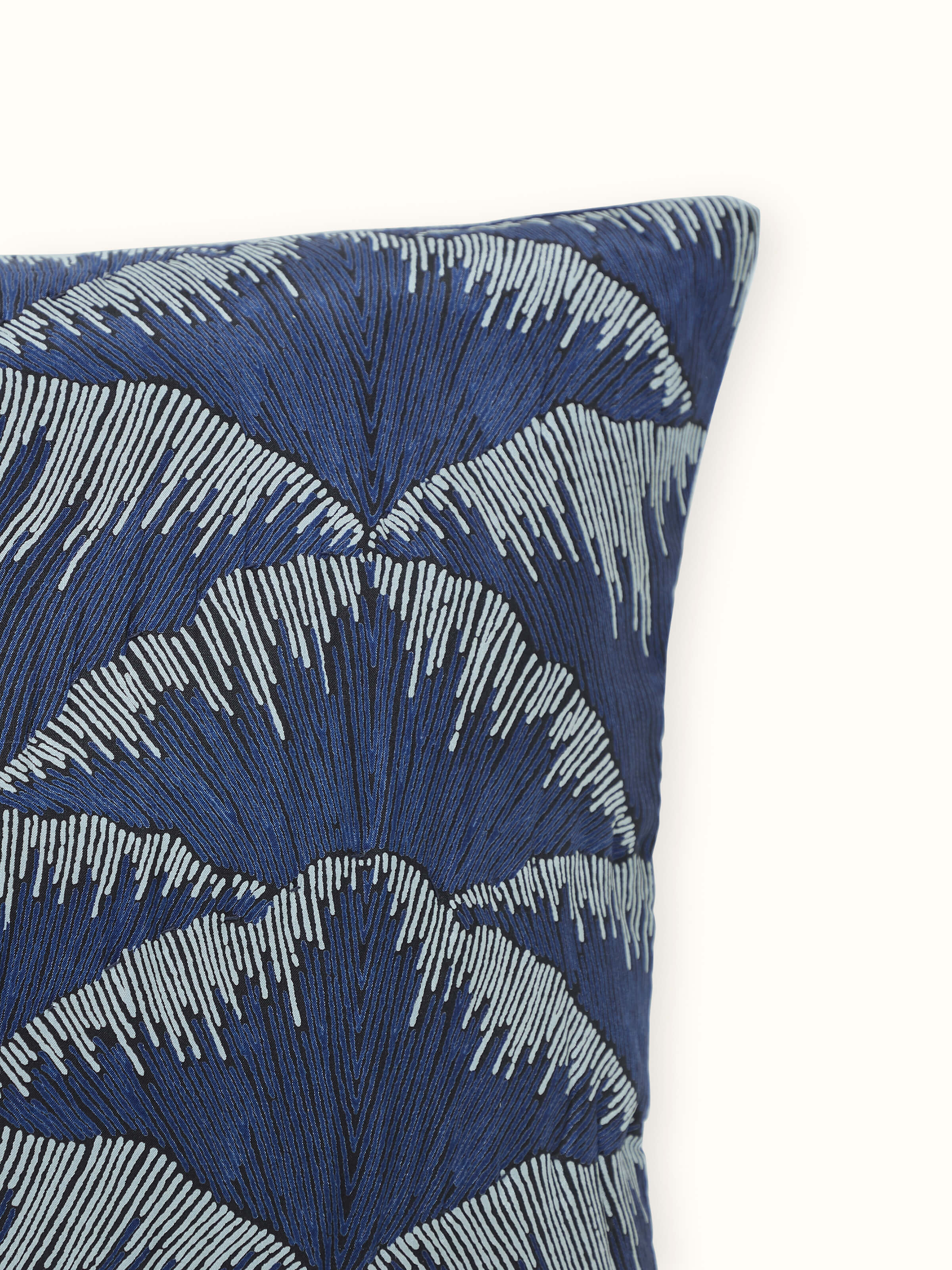 Parvat Indigo Ombre Silk Sanganeri Hand Block Printed Lumbar Cushion Cover