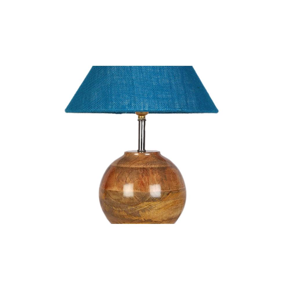Turquoise Jute with Natural Wood Table Lamp