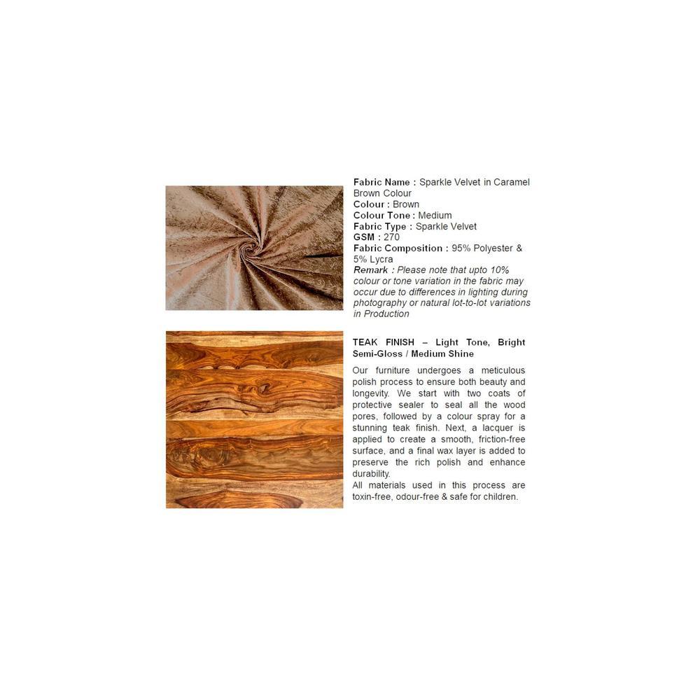 Cairo Soild Wood Bench In Velvet Brown Fabric