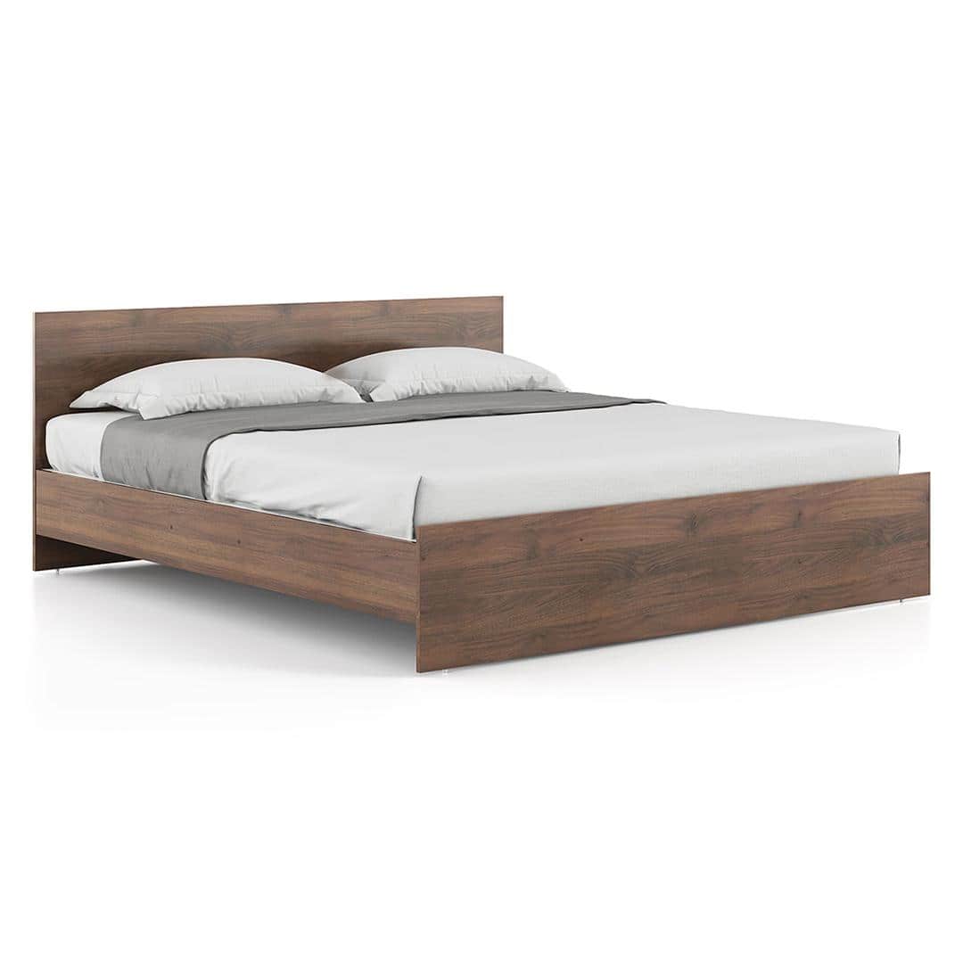 Zoey Engineered Wood King Size Bed In Classic Walnut Finish