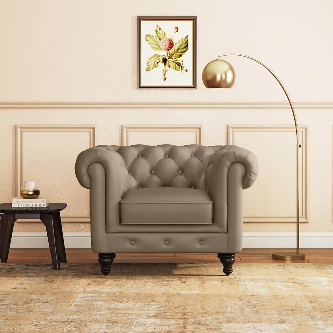Winchester 1 Seater Premium Italian Leather Sofa In Dark Truffle