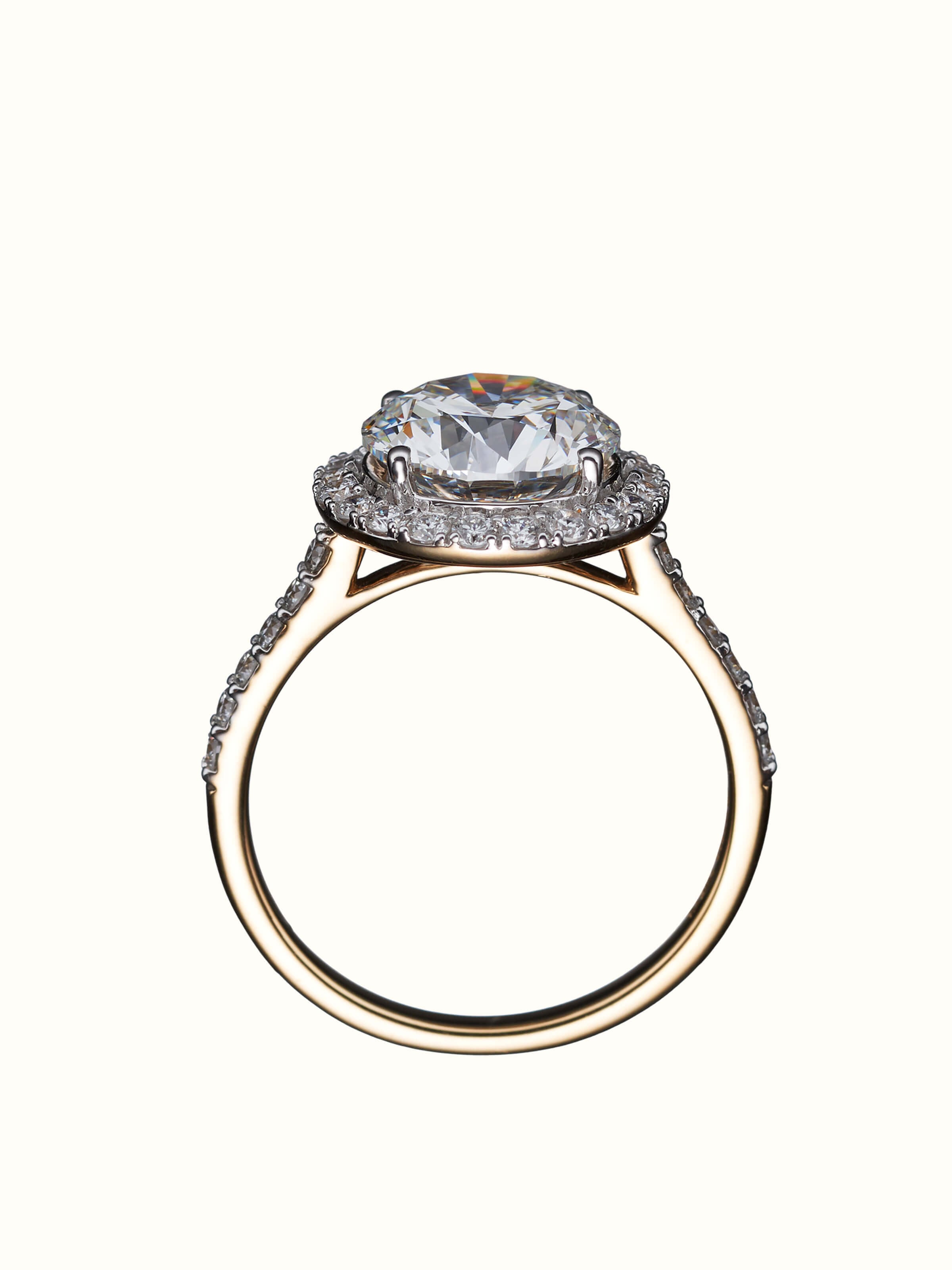 back view of open setting 14 karat gold ring