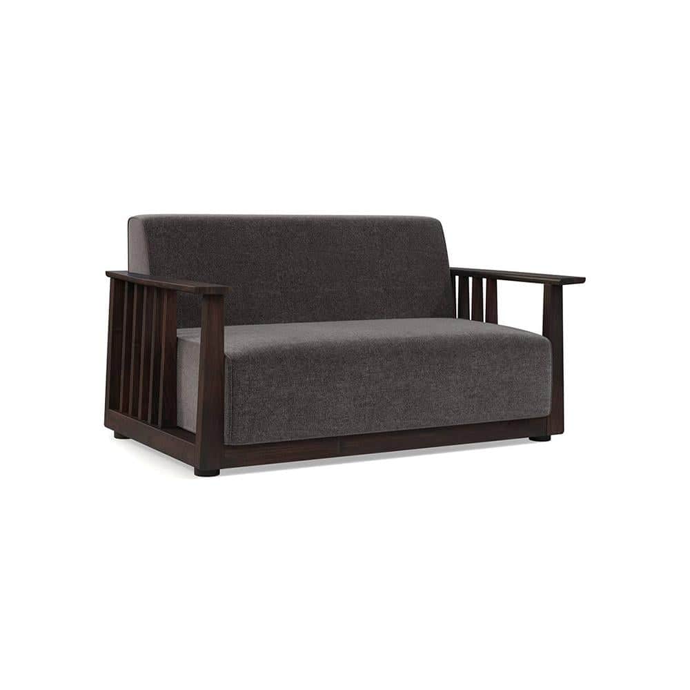 Serra Wooden Sofa - Mahogany Finish (Smoke Grey)