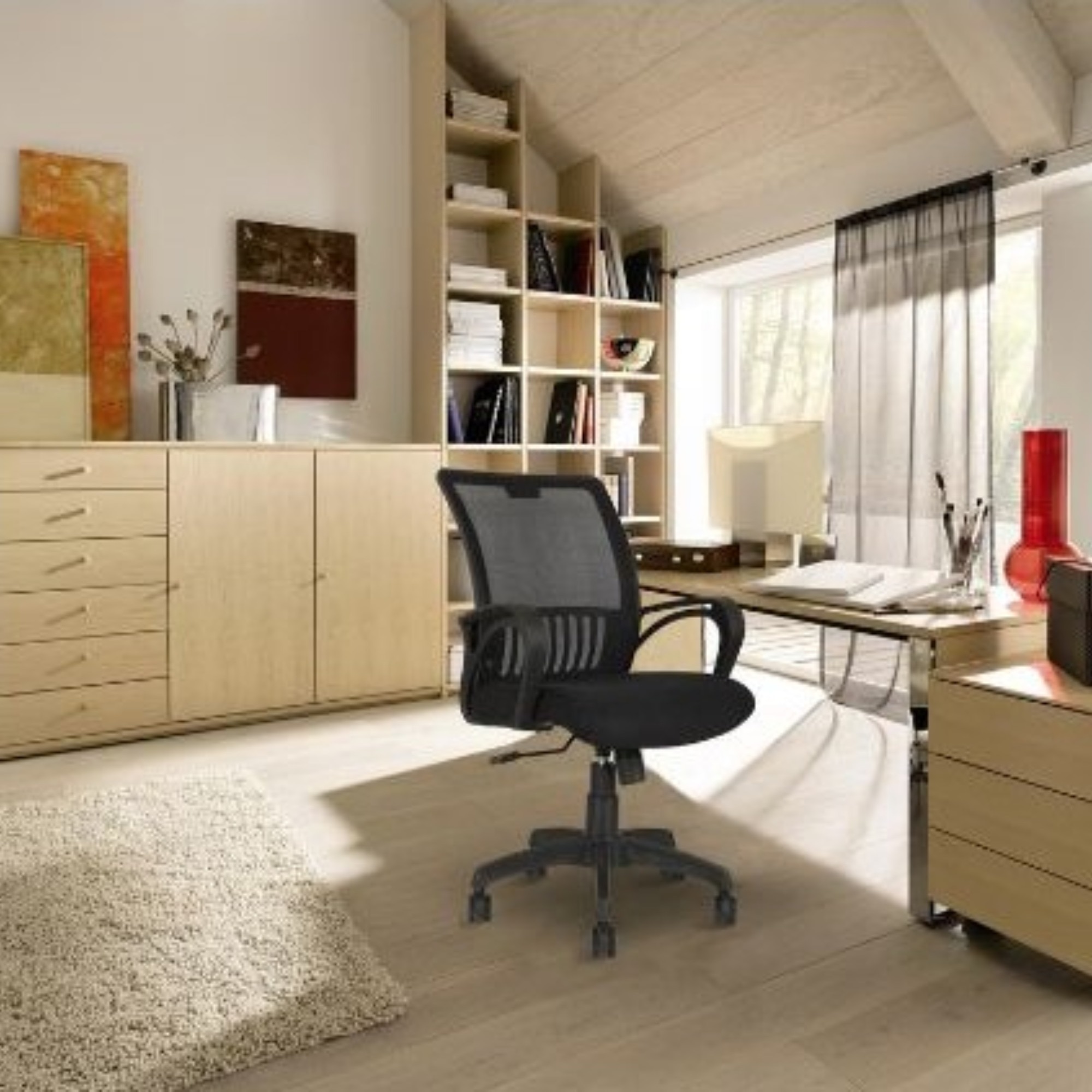 Adiko Superb Mesh Chair In Black Colour-image-27