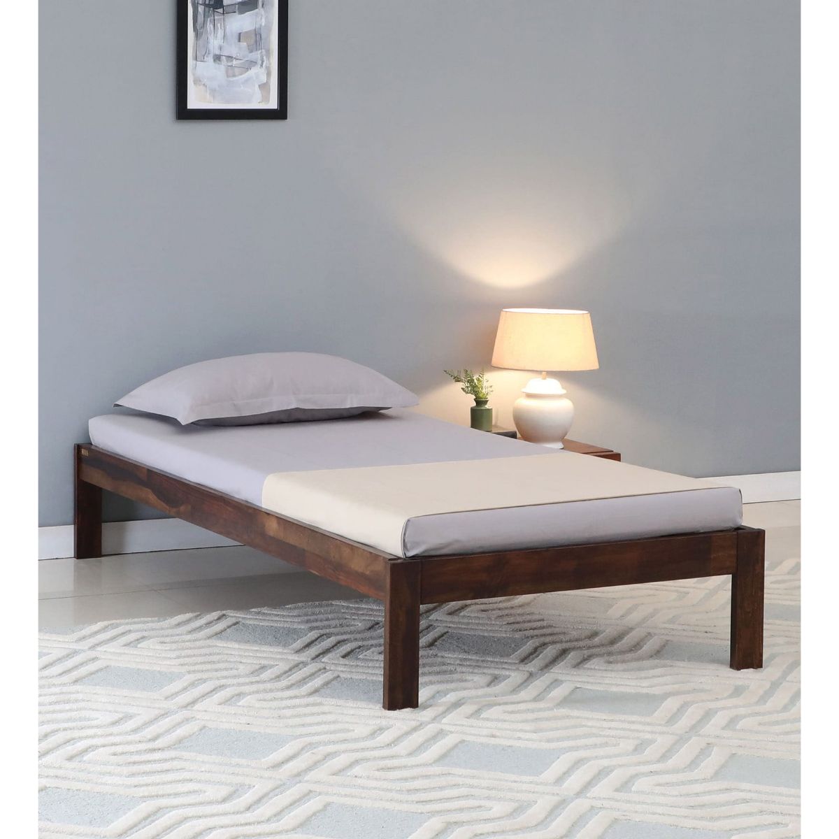 Zeevo Solid Wood Single Platform Bed Without Storage