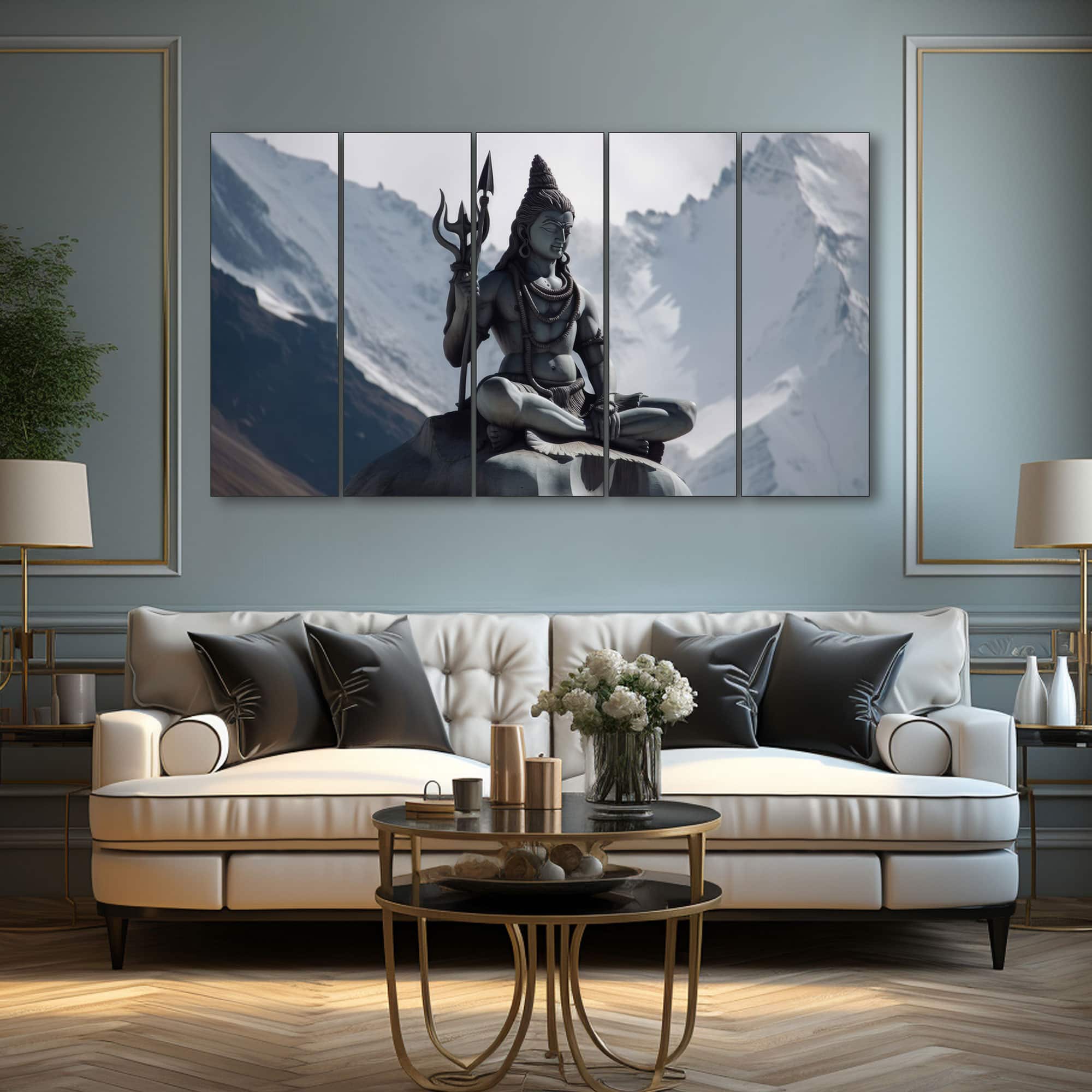 The Castle Decor Lord Shiva Wall Painting Wooden Framed 27x48 Inch (Style 3) - The Castle Decor