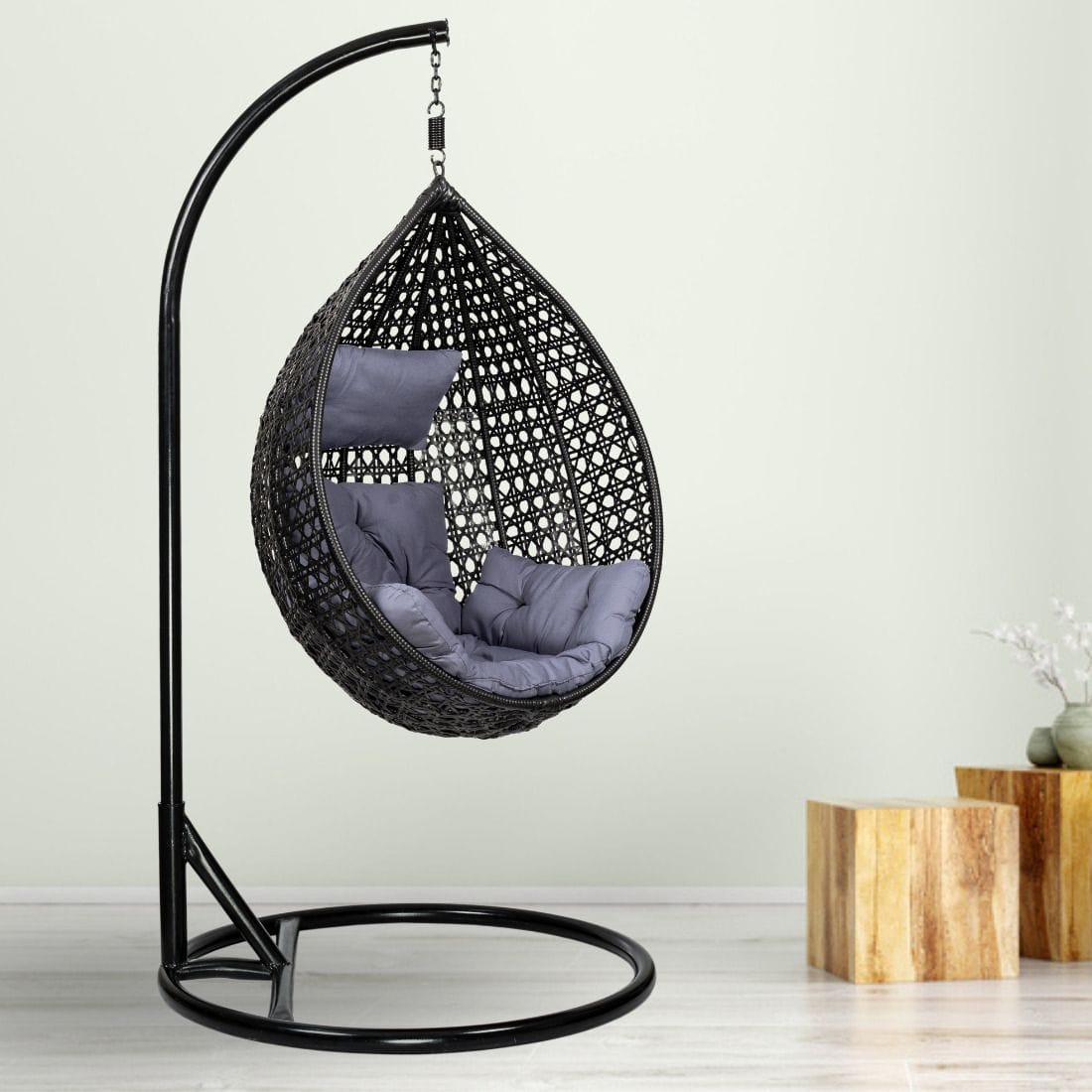 Premium Egg Single Seater 6 Star Swing Chair Grey