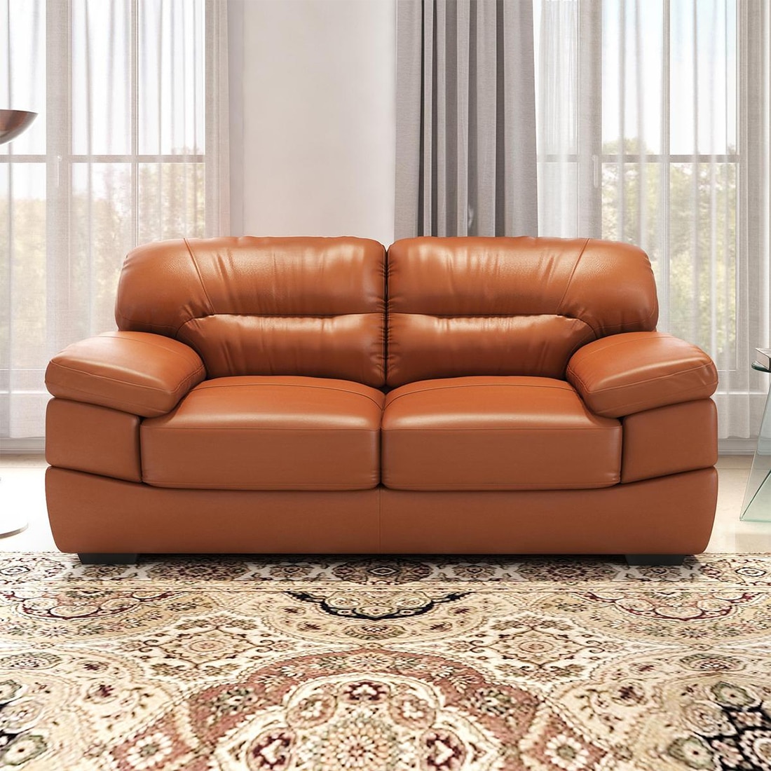 Hensley 2 seater Leatherette Sole in Tan Brown Colour