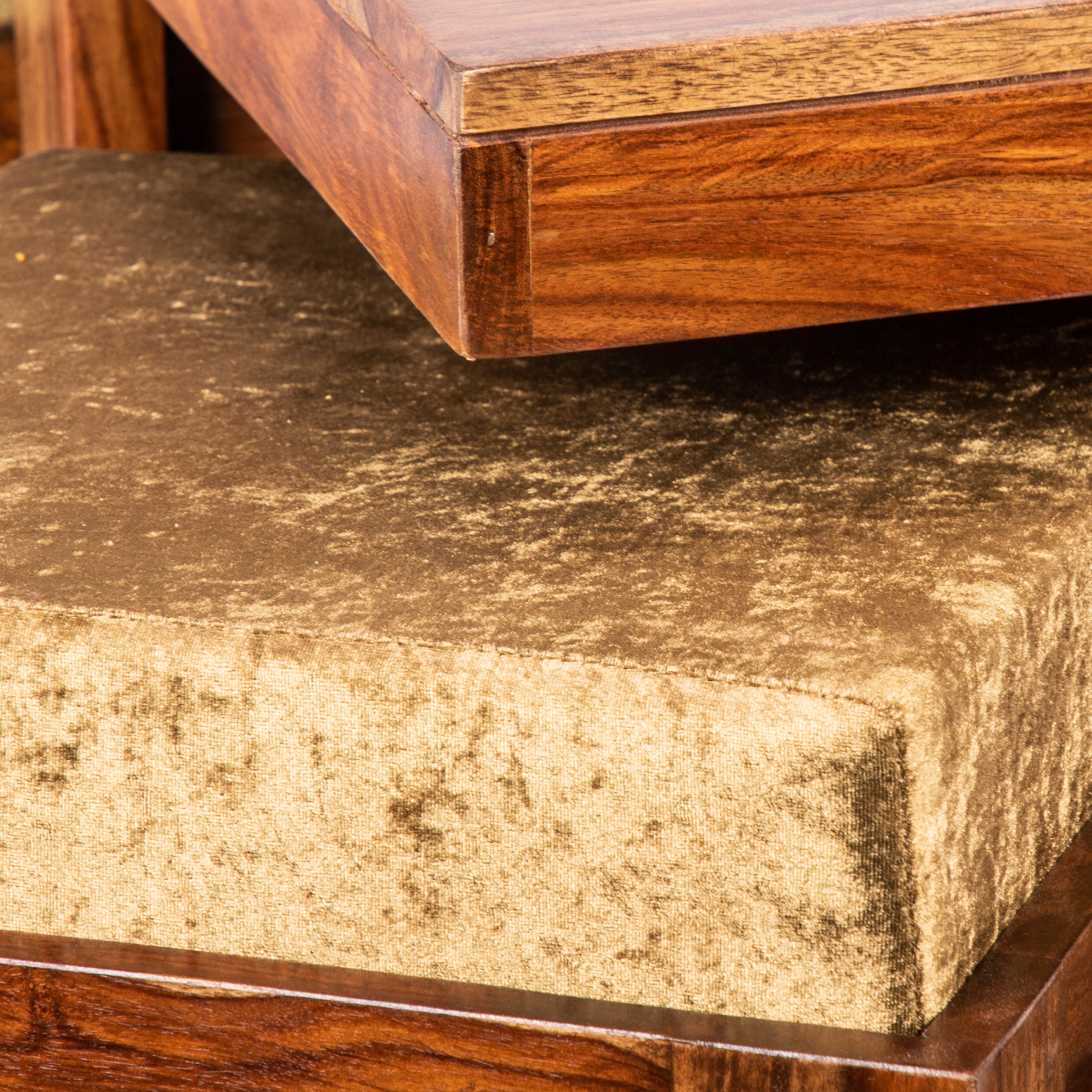 Blane Sheesham Wood 4 Seater Coffee Table Set In Teak Finish