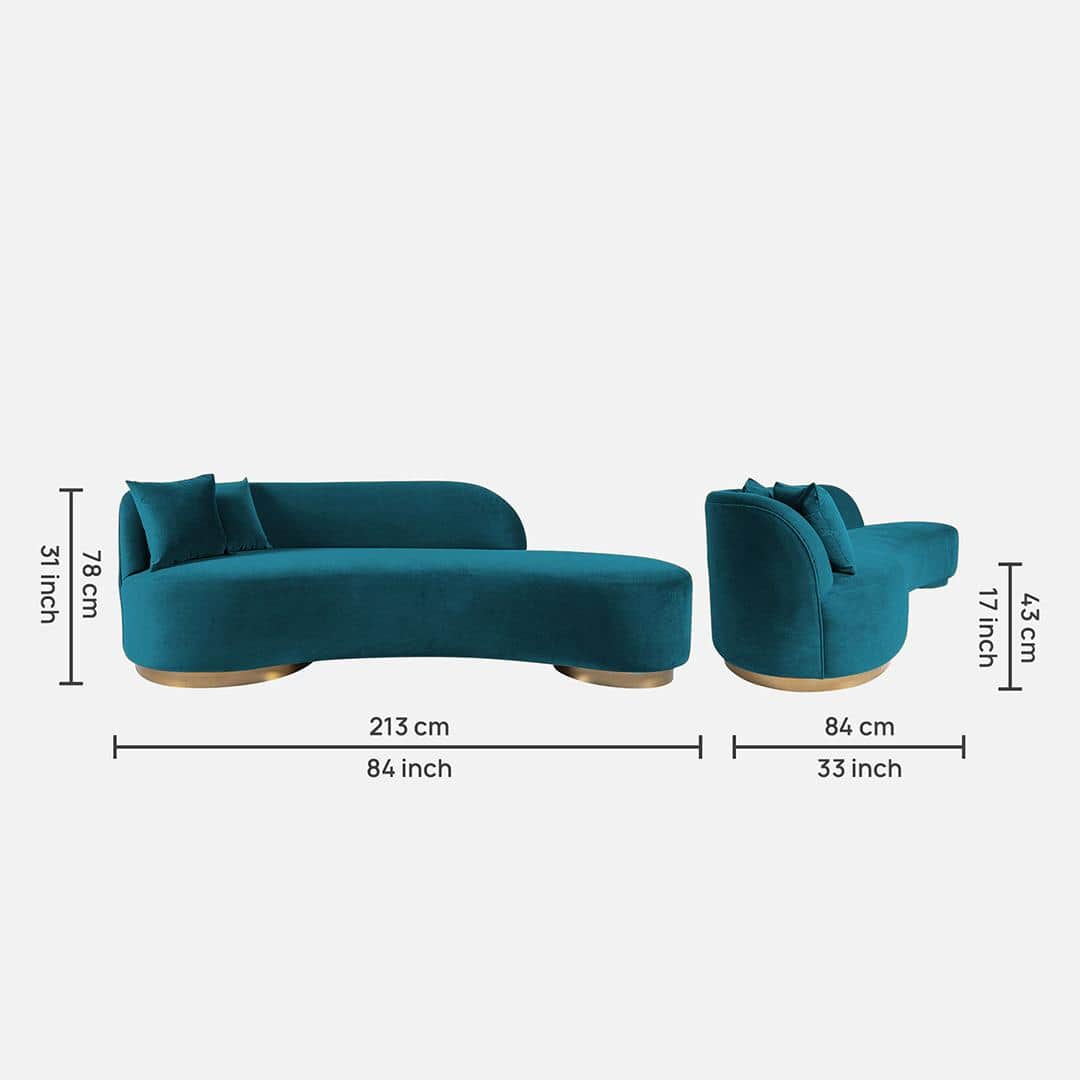 Maddox Velvet 3 Seater Sofa in T Blue Colour