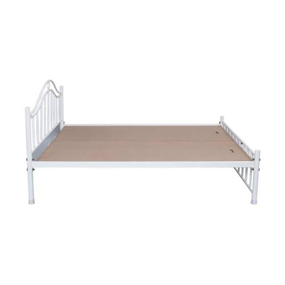 Morris Metal Queen Size Non Storage Bed In White Finish
