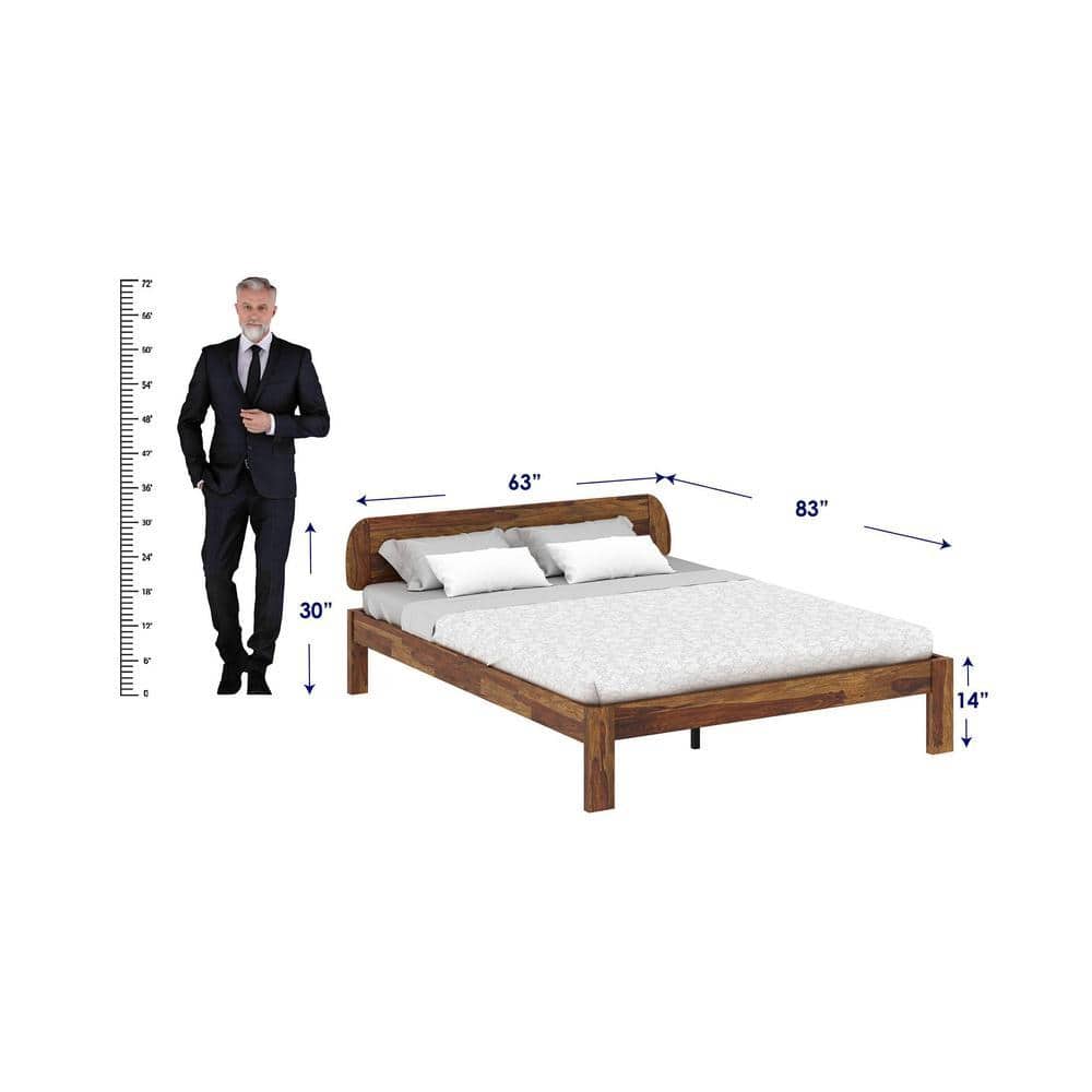 Sleigh Solid Wood Queen Size Non Storage Bed In Provincial Teak Finish