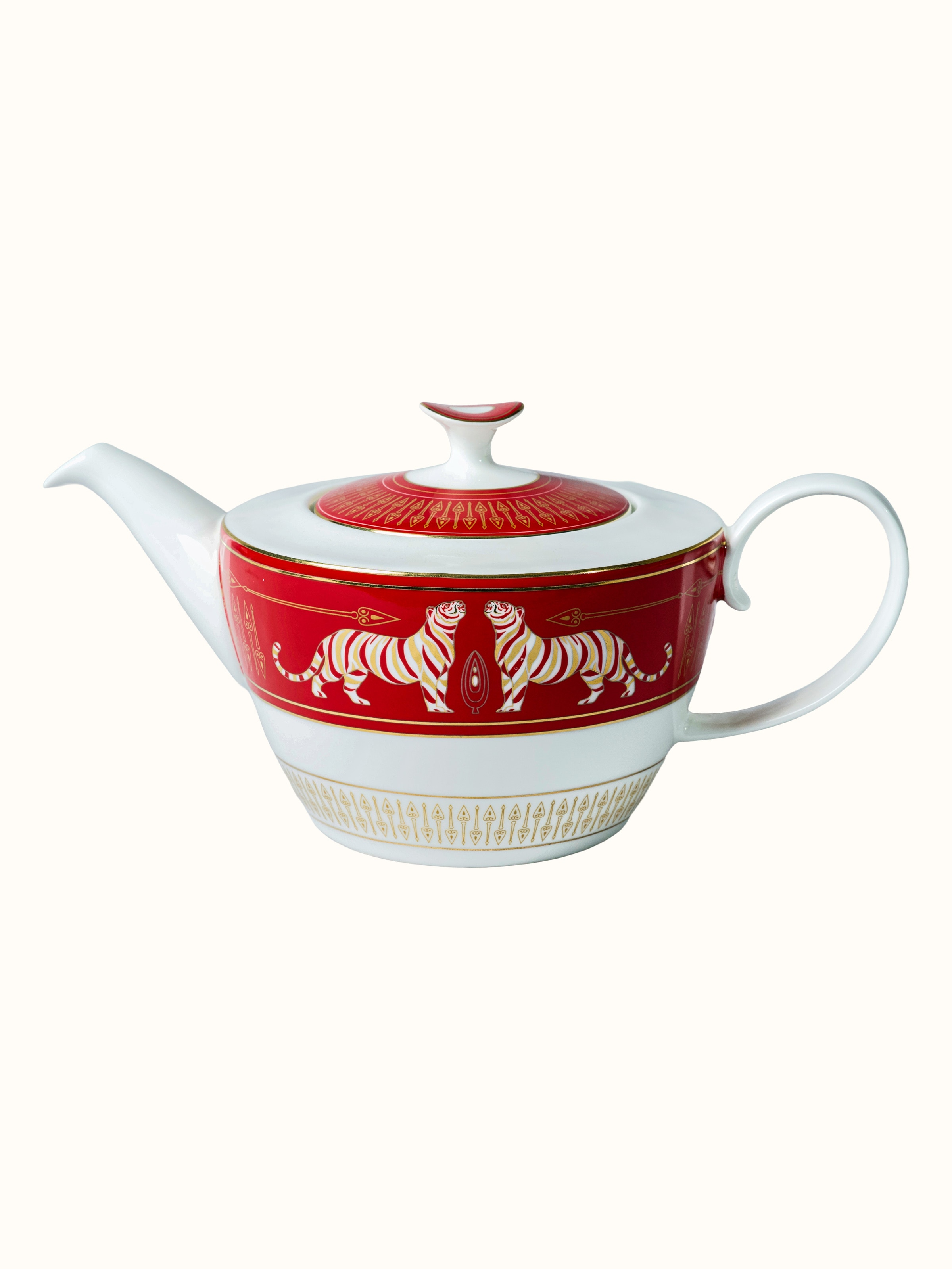 Piece Ceramic Tea Set With Hand-Applied Gold-Accents (7 Pcs)