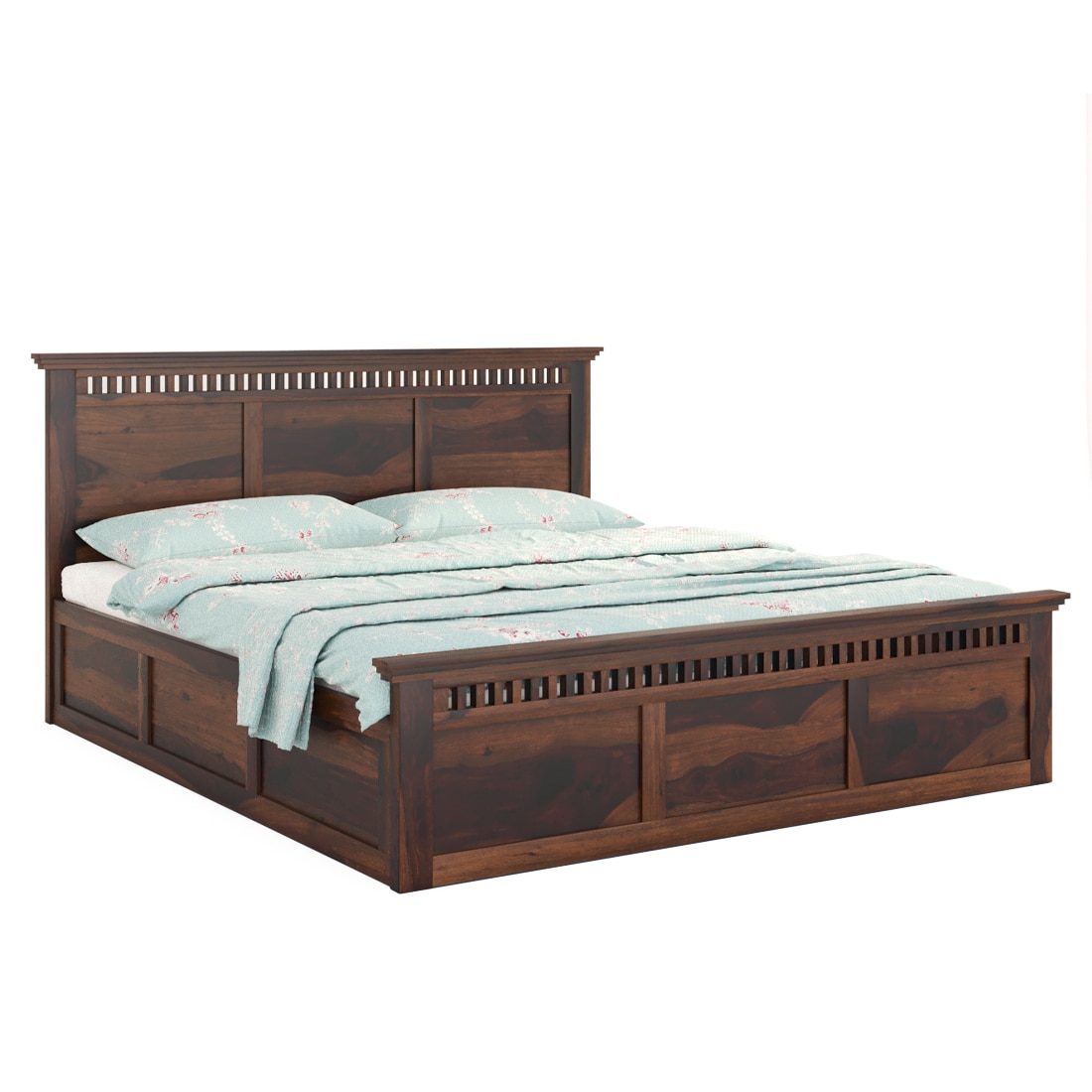 Madhvi Solid Wood Queen Size Bed In Box Storage Bed In Provincial Teak Finish