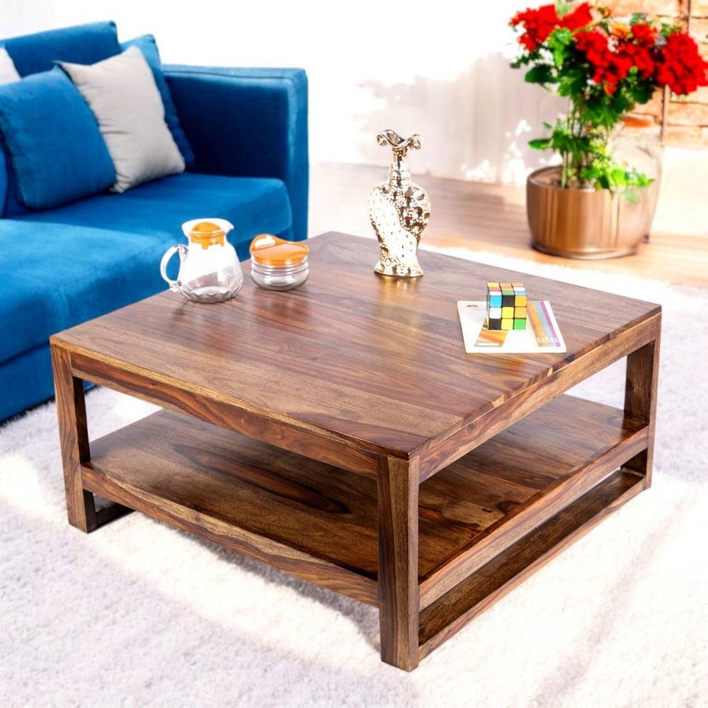 Turin Sheesham Wood Coffee Table In Teak Finish