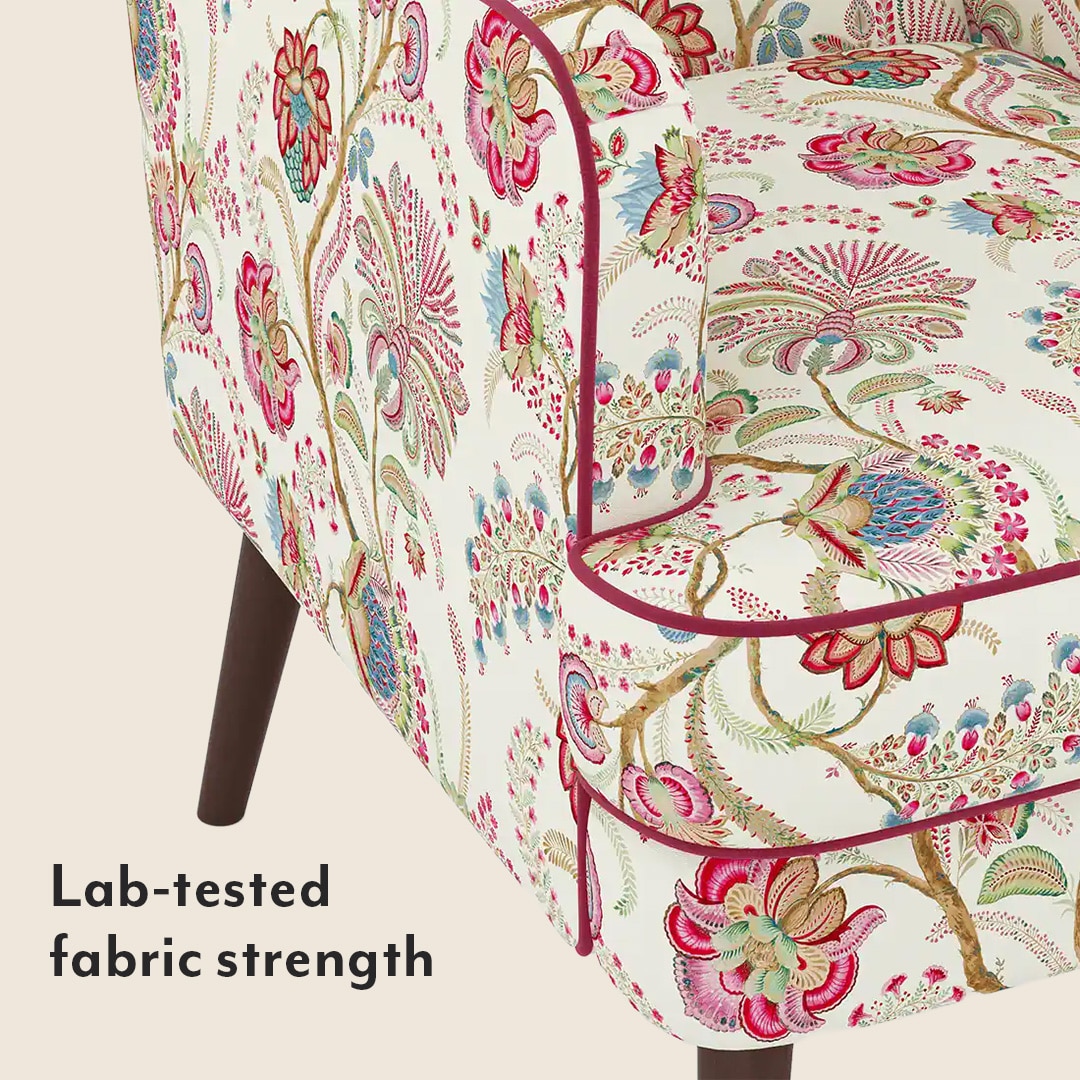 Genoa Lounge Chair In Viva bloom premium cotton Colour