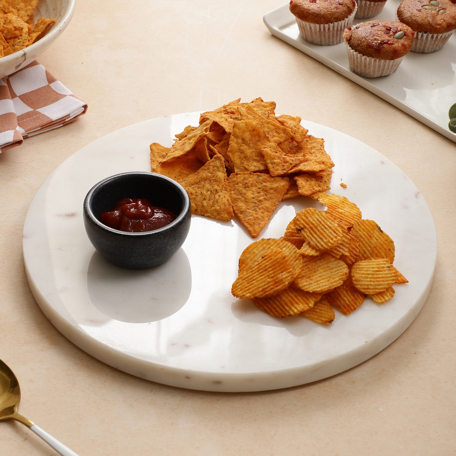 Marble Chip and Dip Tray with Small Dip Bowl
