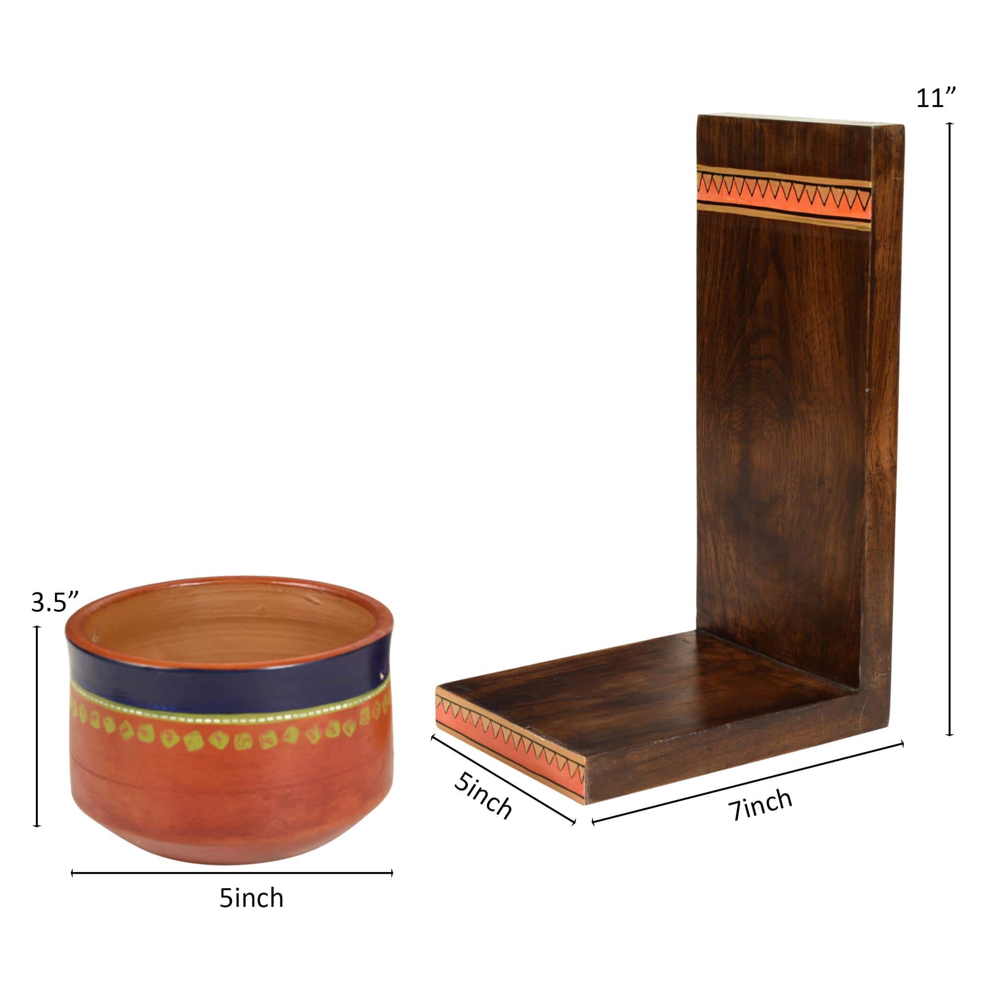 Asmi Earthen Planter with Wall Decor Shelf (5x7x11)