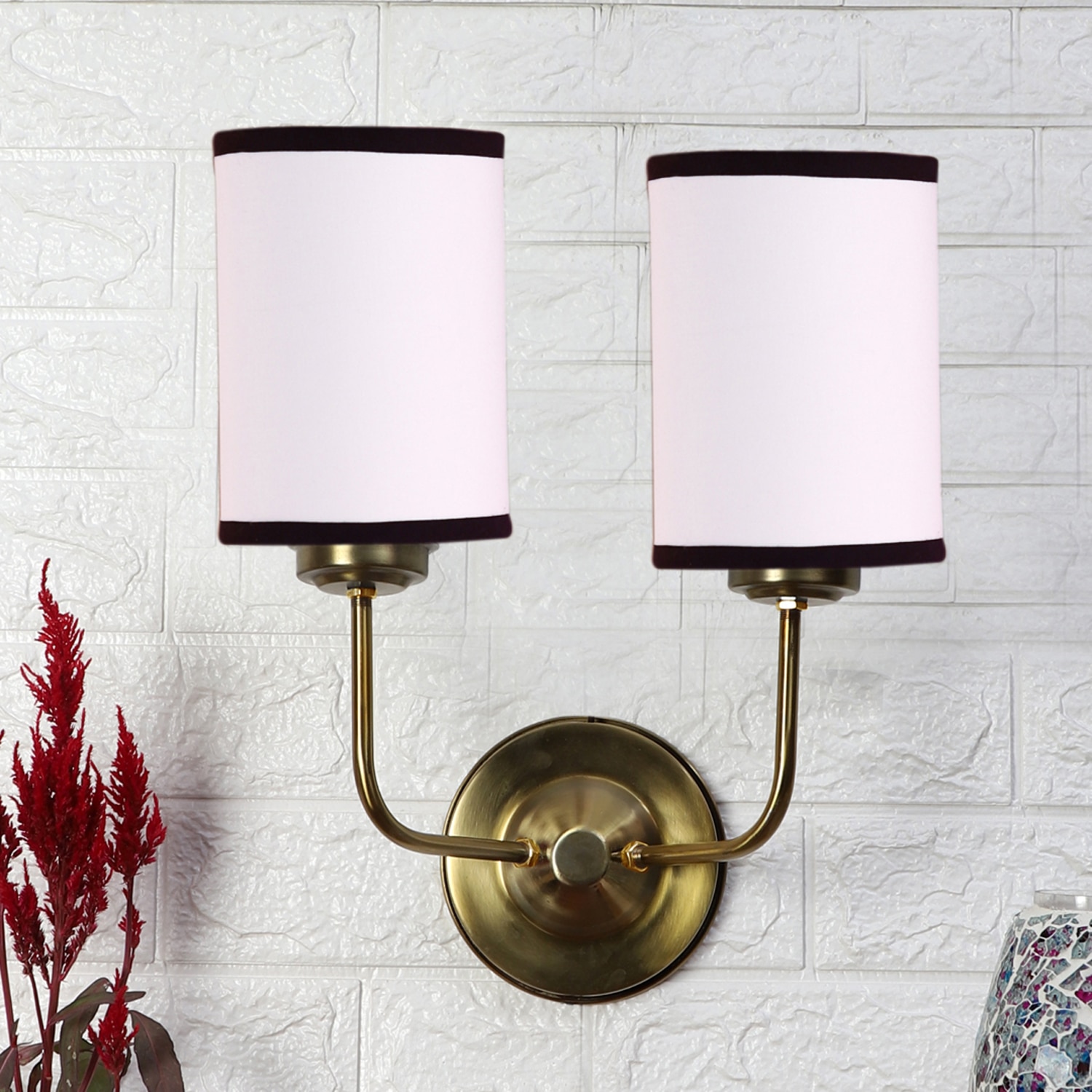 Devansh Metal Electric Wall Light in Gold Colour with Multi Shade Count of 2 Lights - Devansh