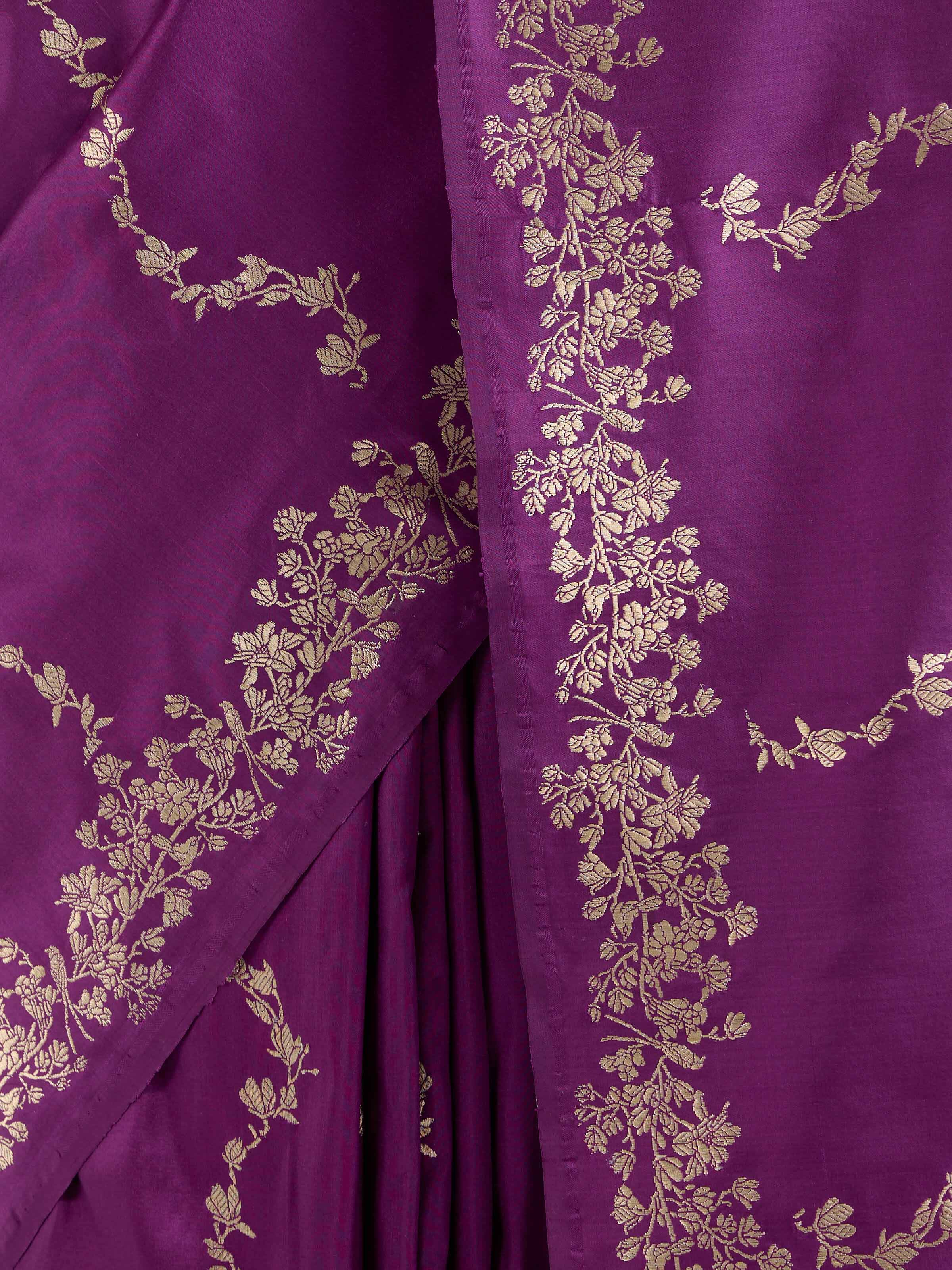 Magenta Banarasi Kadhwa Silk Saree