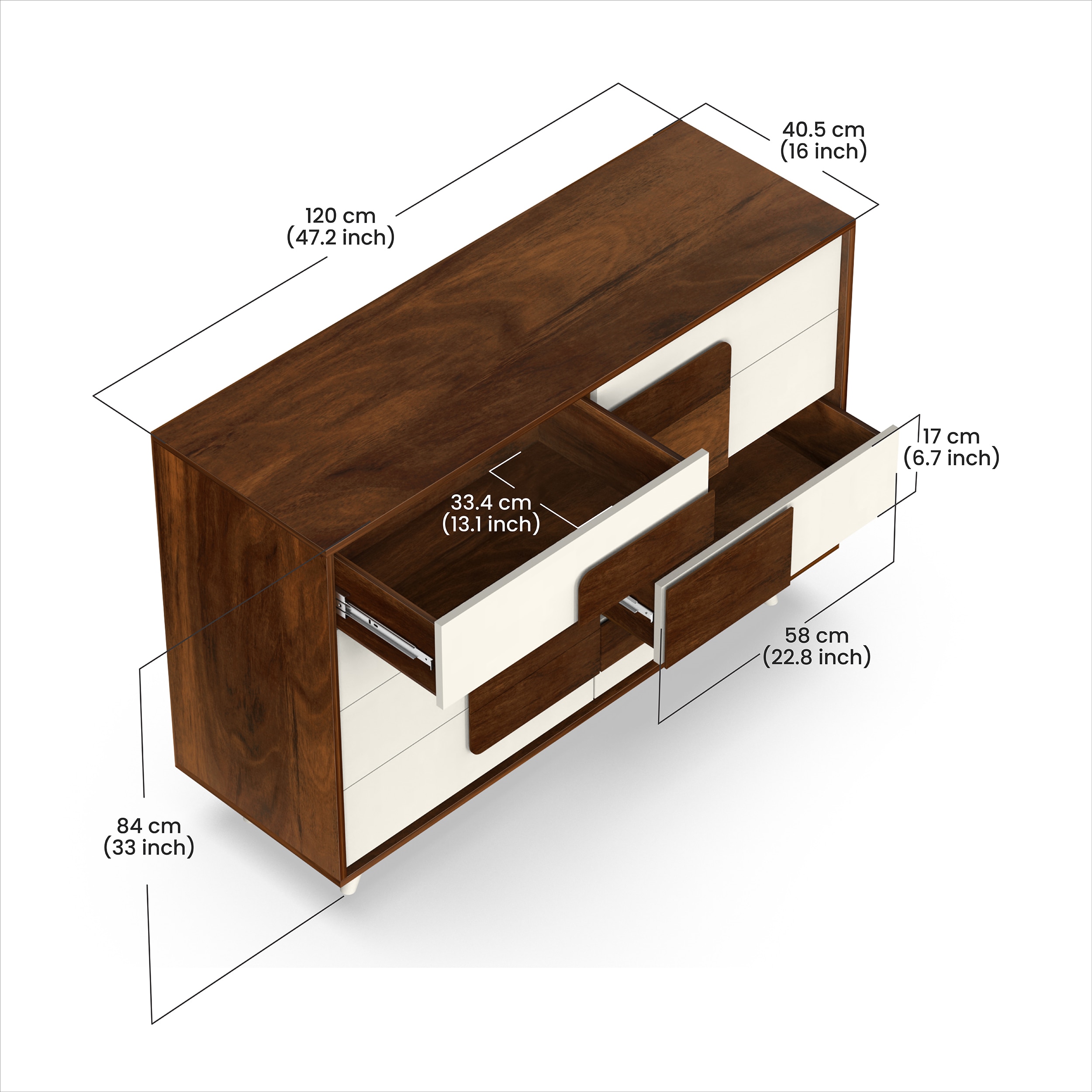 BLUEWUD Mayrone Large Engineered Wood Multipurpose Modular Chest of Drawers, Wooden Drawer Storage Organizer Cabinet for Living Room Bedroom Home Furniture (Brown Maple & White)