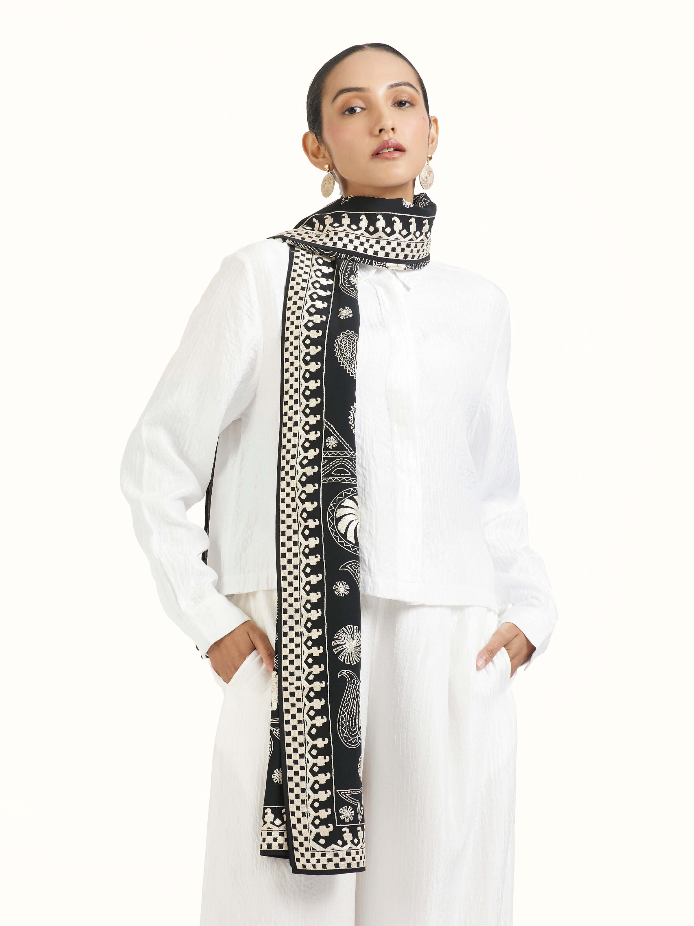 Black Aari Hand Embroidered Stole