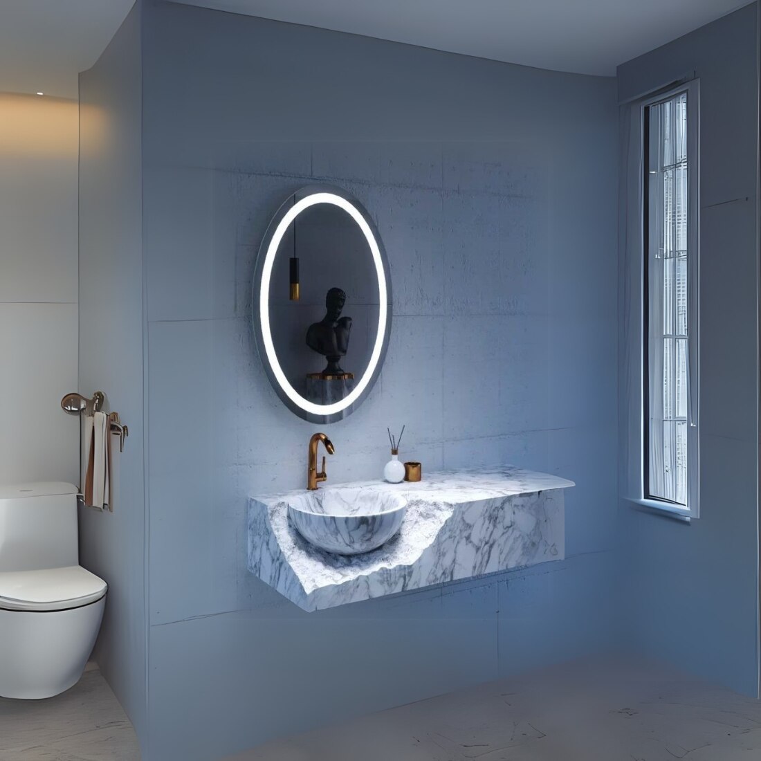 Oval Shape Lighted LED Mirror Modern  Vanity Mirror