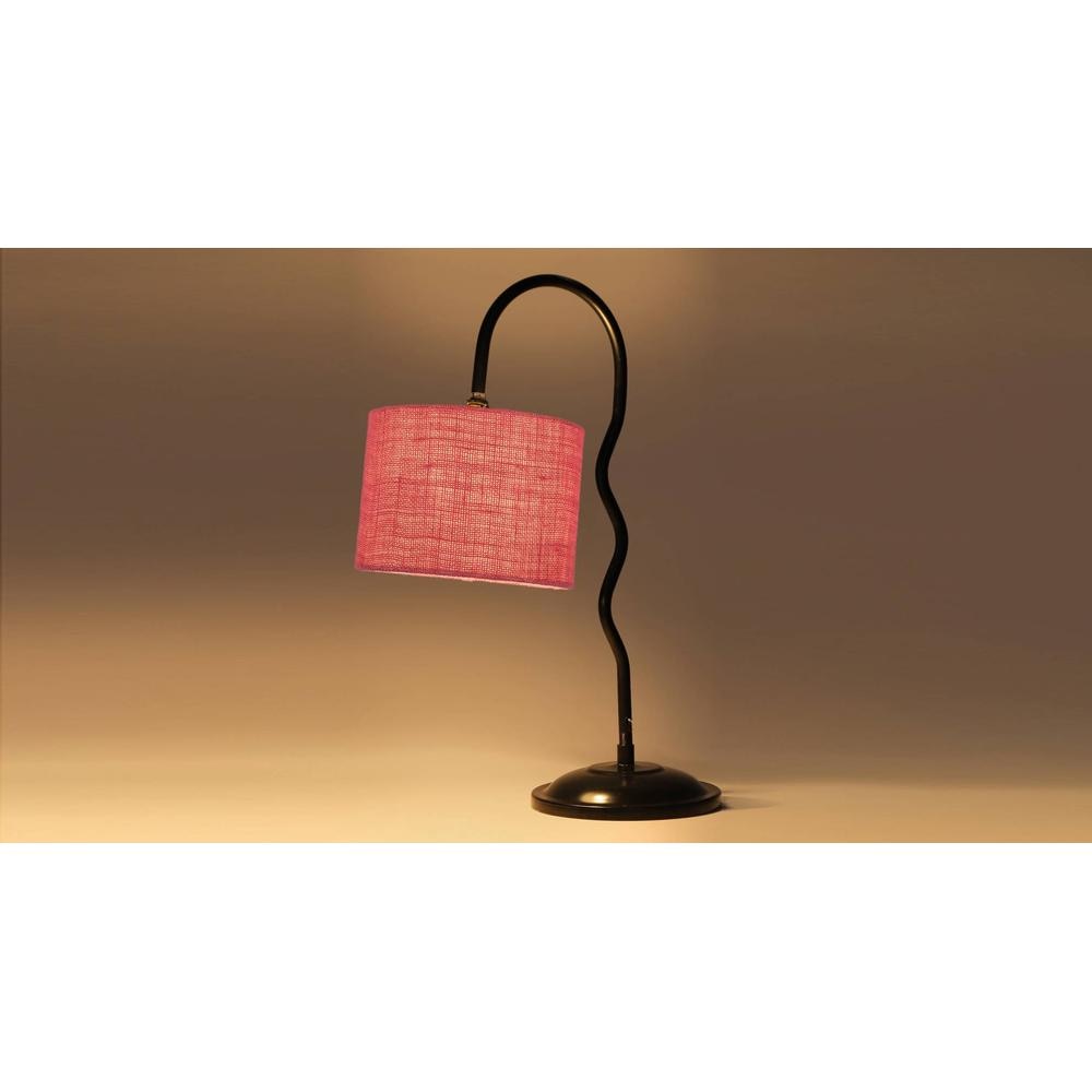 Pink Jute Zig Zag Curvy table lamp with Iron Base (SP32)