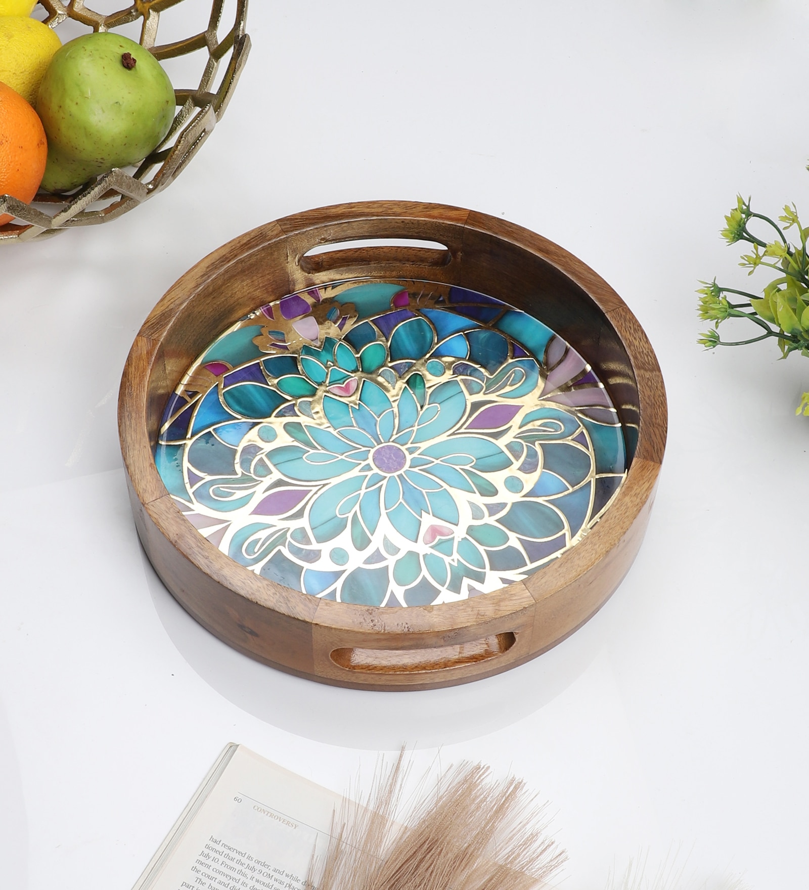 Mandala Bloom Round Tray – Boho Chic Organizer -Small (1 Piece)