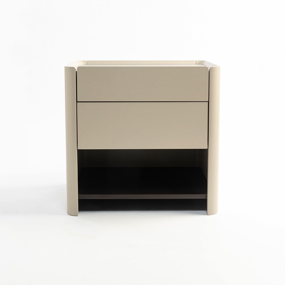 EclipseValt Engineered Wood Bedside Table in CreamColour - Living Shape