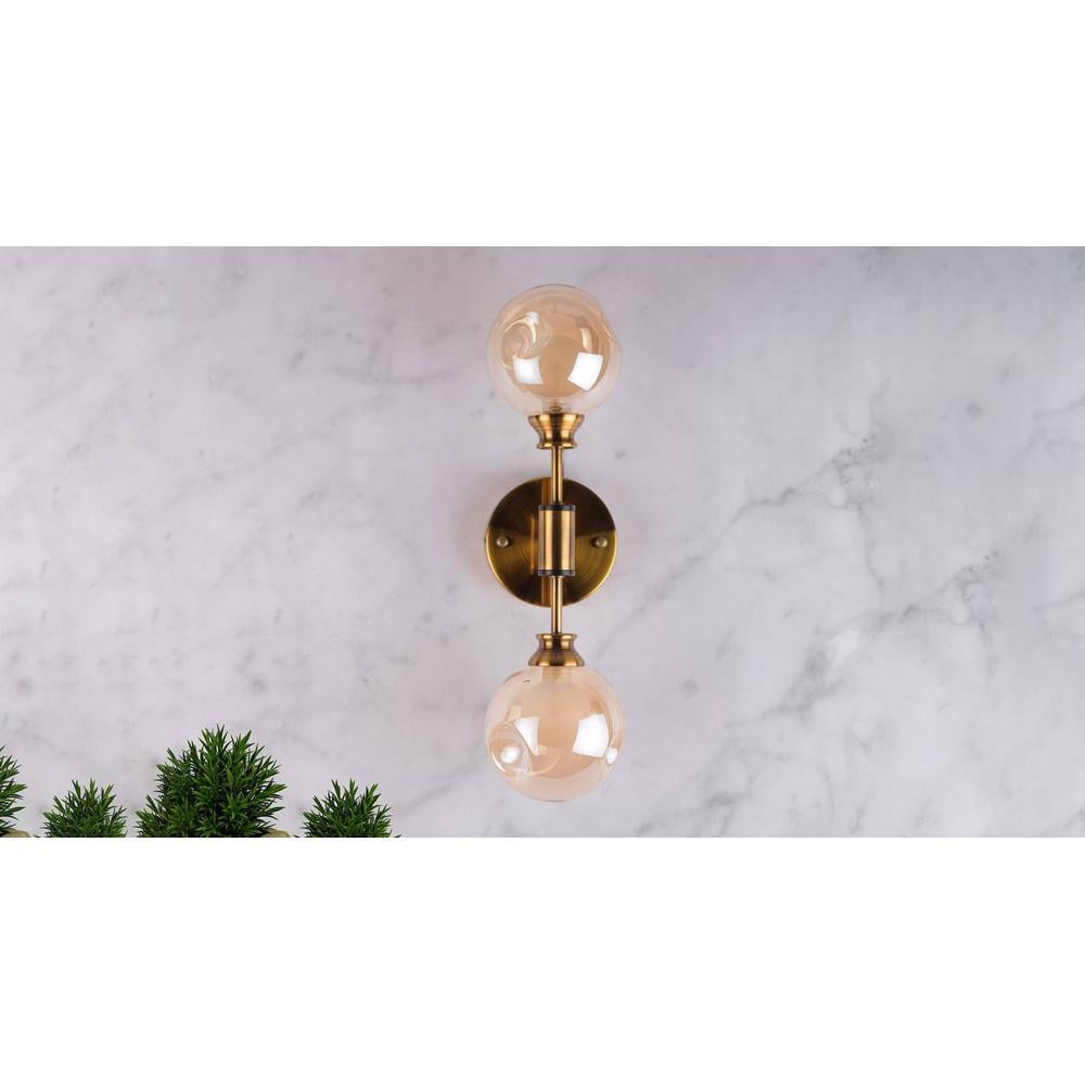 Caleb Amber Thumb Pressed Wall double Glass Sconce