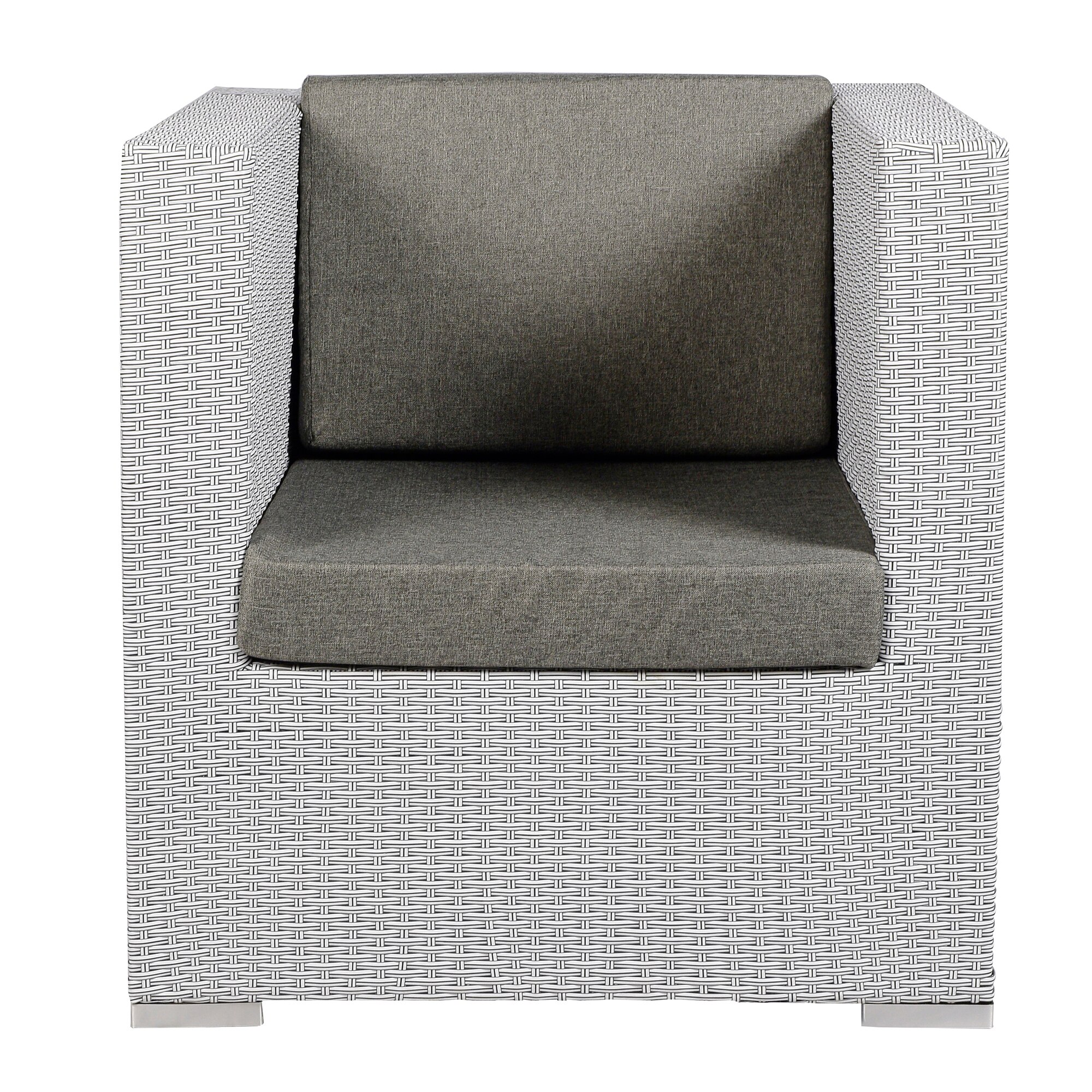 Nice 3+1+1 Seater Wicker Sofa Set in Black and White Dual Tone Colour