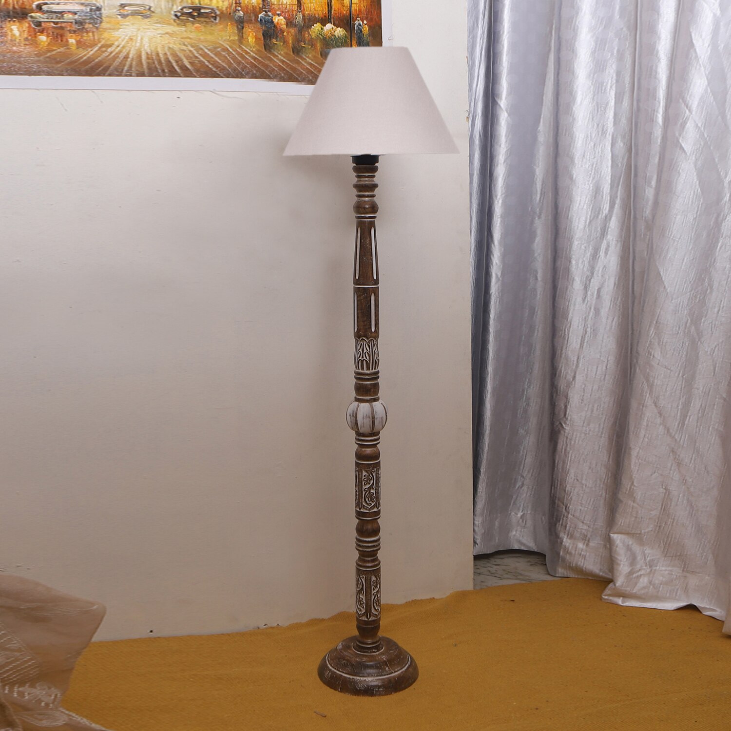 Devansh Wooden Floor Lamp